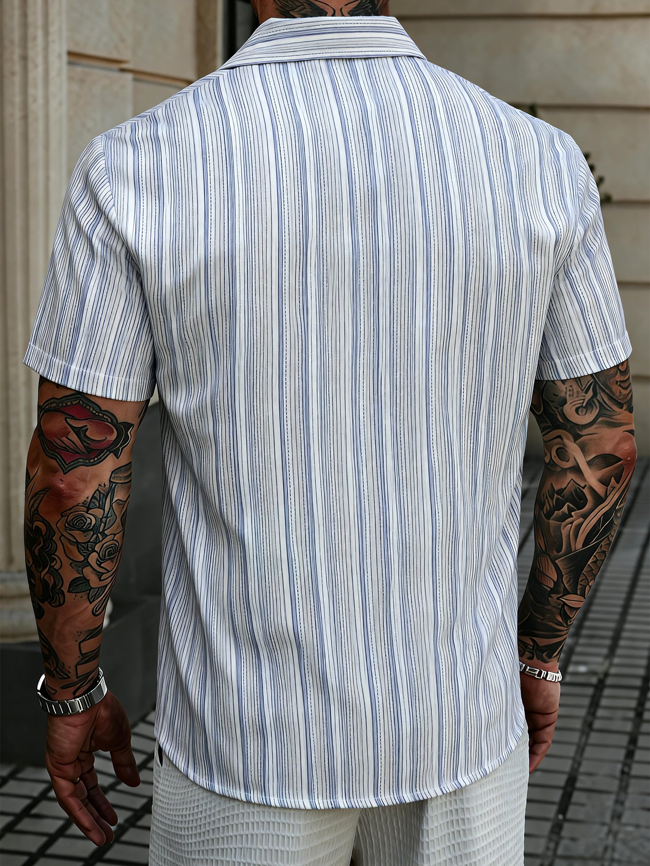 Men Casual Striped Short Sleeve Shirt
