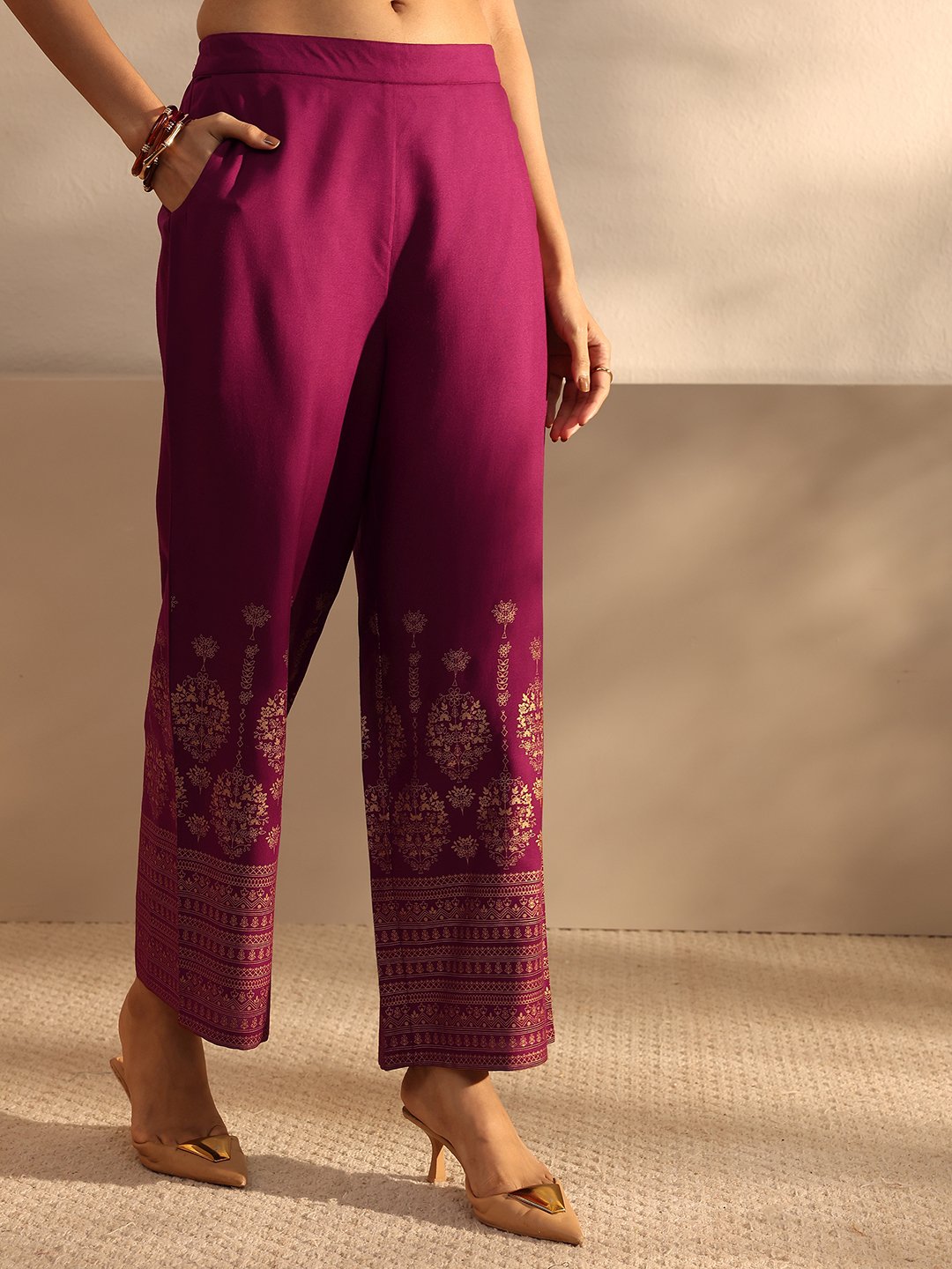 Burgundy Printed Viscose Rayon Co-Ords