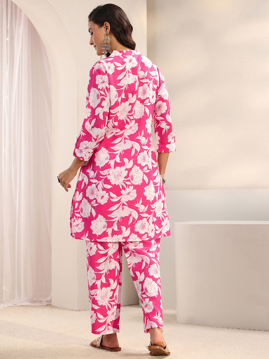 Pink Printed Cotton Blend Co-Ords