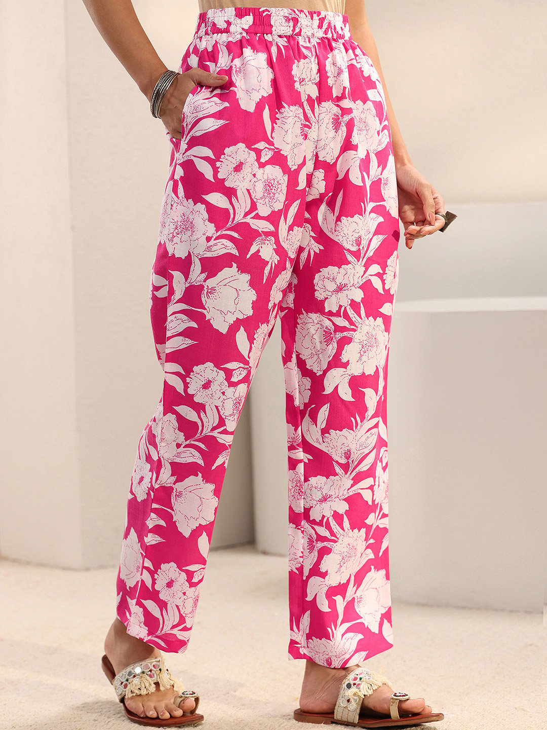 Pink Printed Cotton Blend Co-Ords