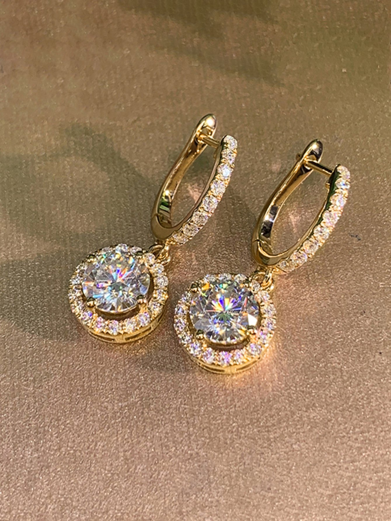 Zircon Embellished Dangle Earrings