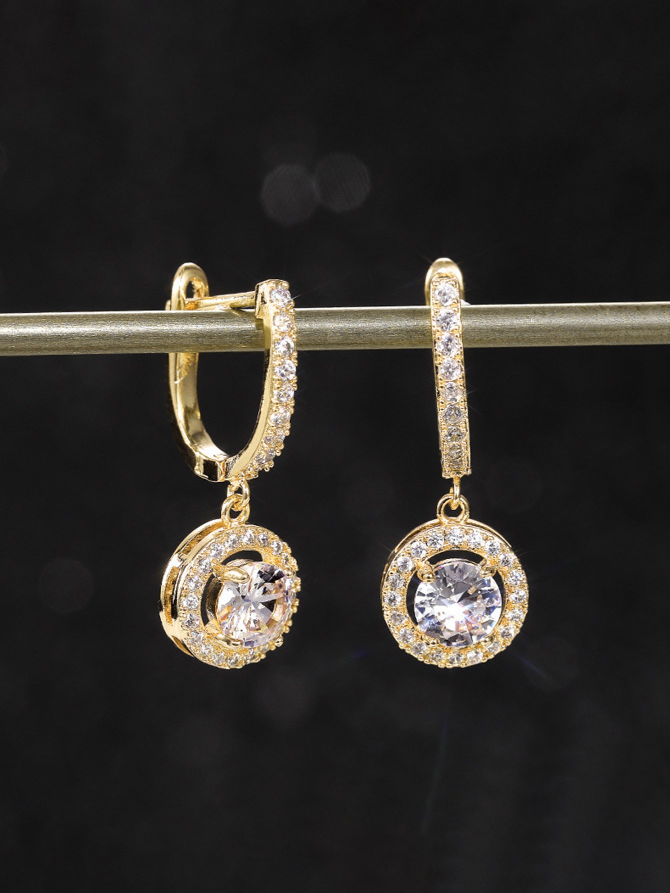 Zircon Embellished Dangle Earrings