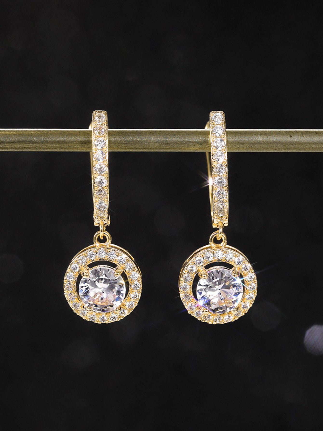 Zircon Embellished Dangle Earrings