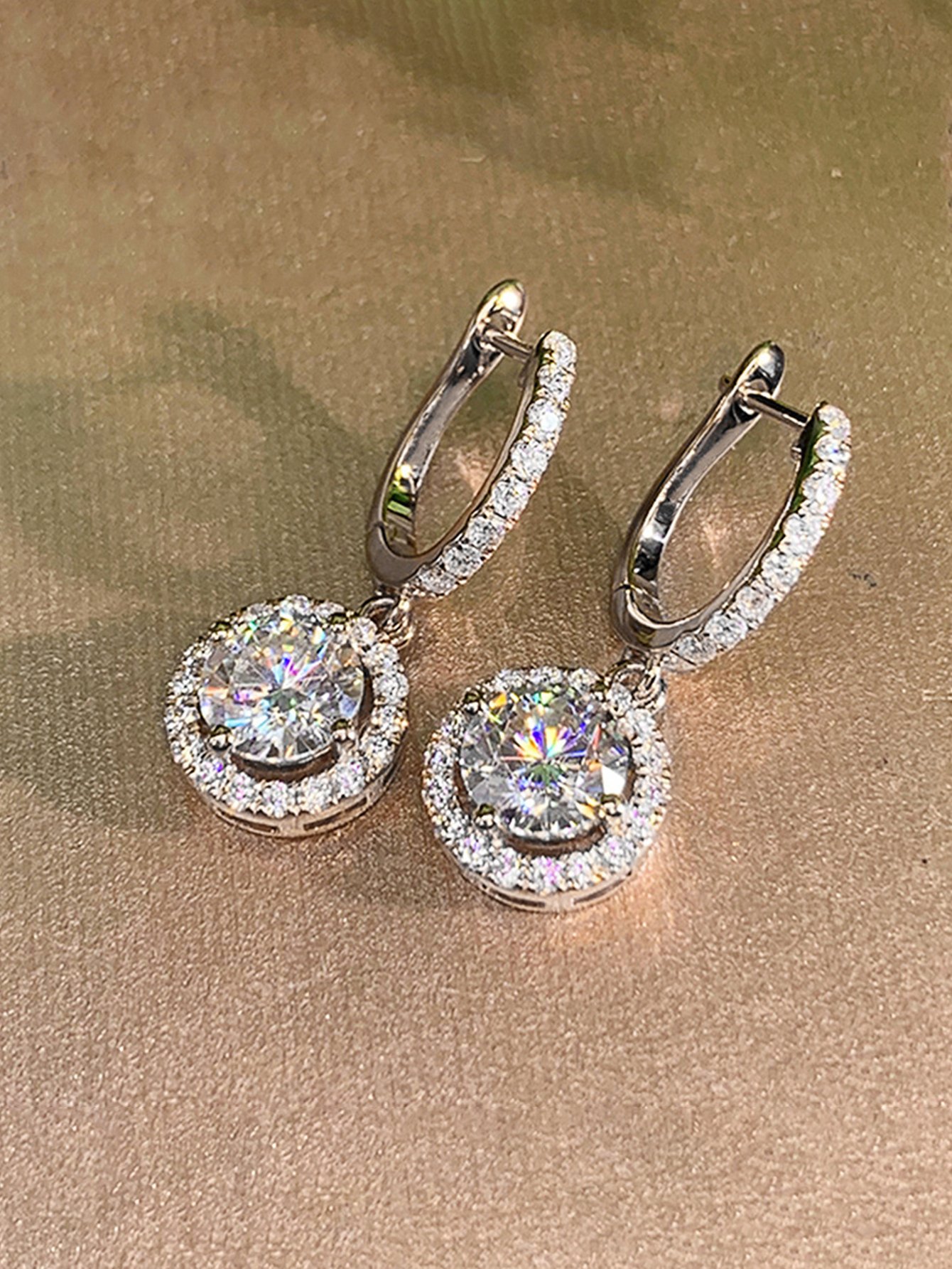 Zircon Embellished Dangle Earrings