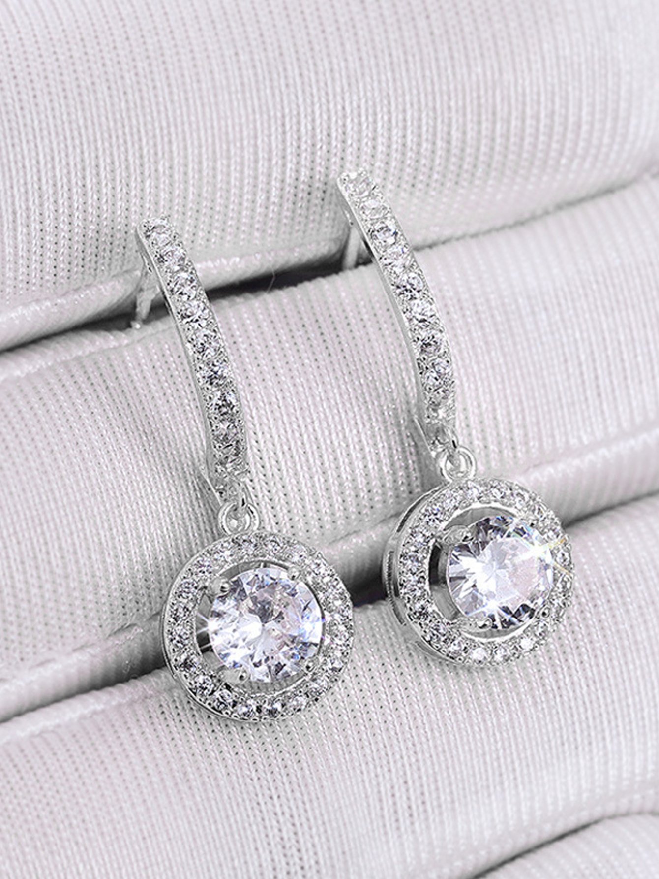 Zircon Embellished Dangle Earrings