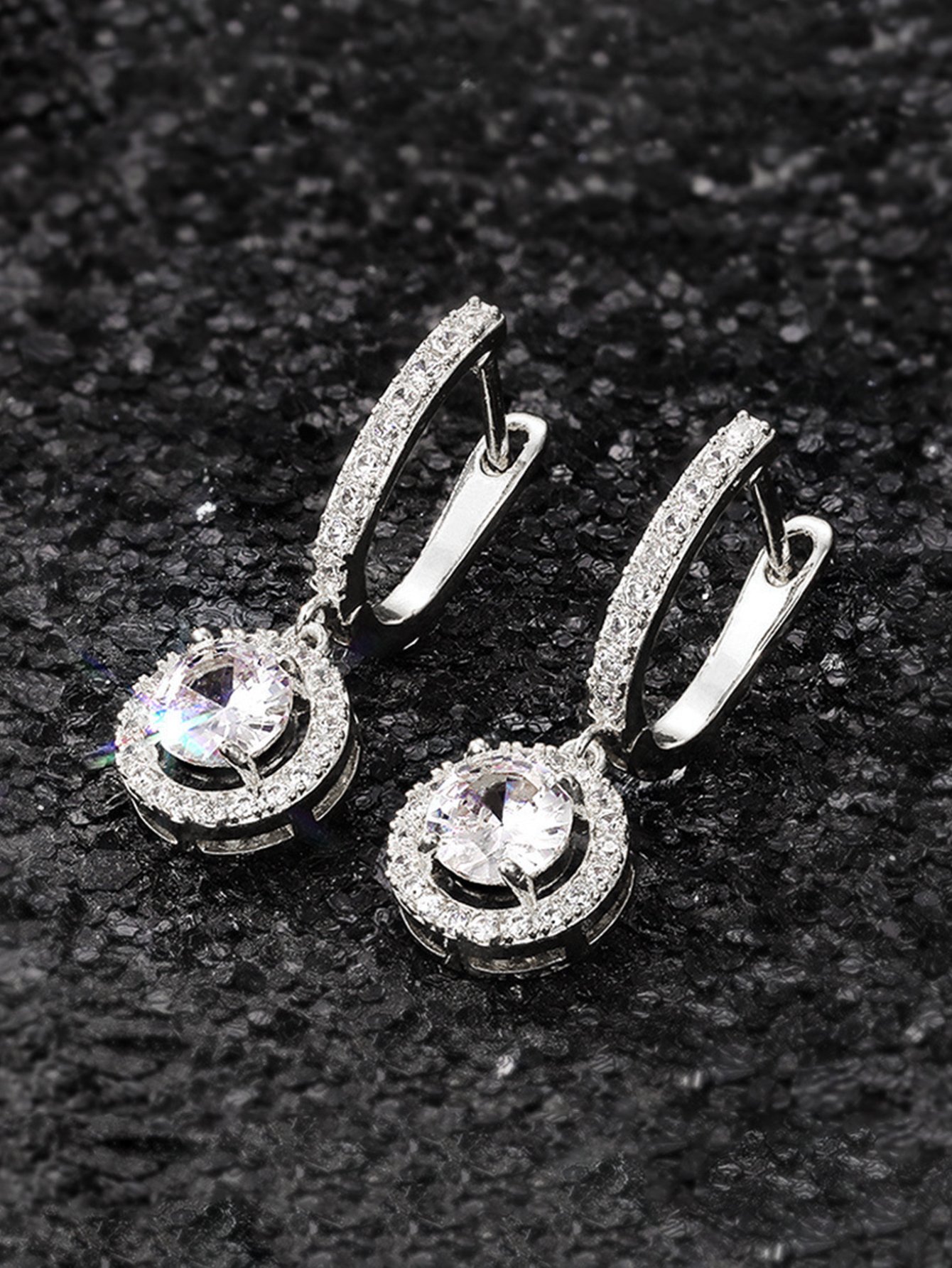 Zircon Embellished Dangle Earrings