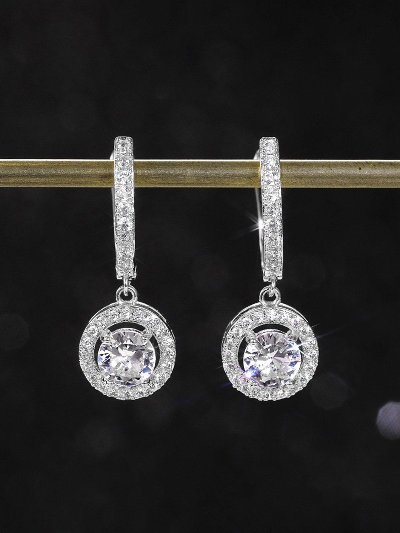 Zircon Embellished Dangle Earrings