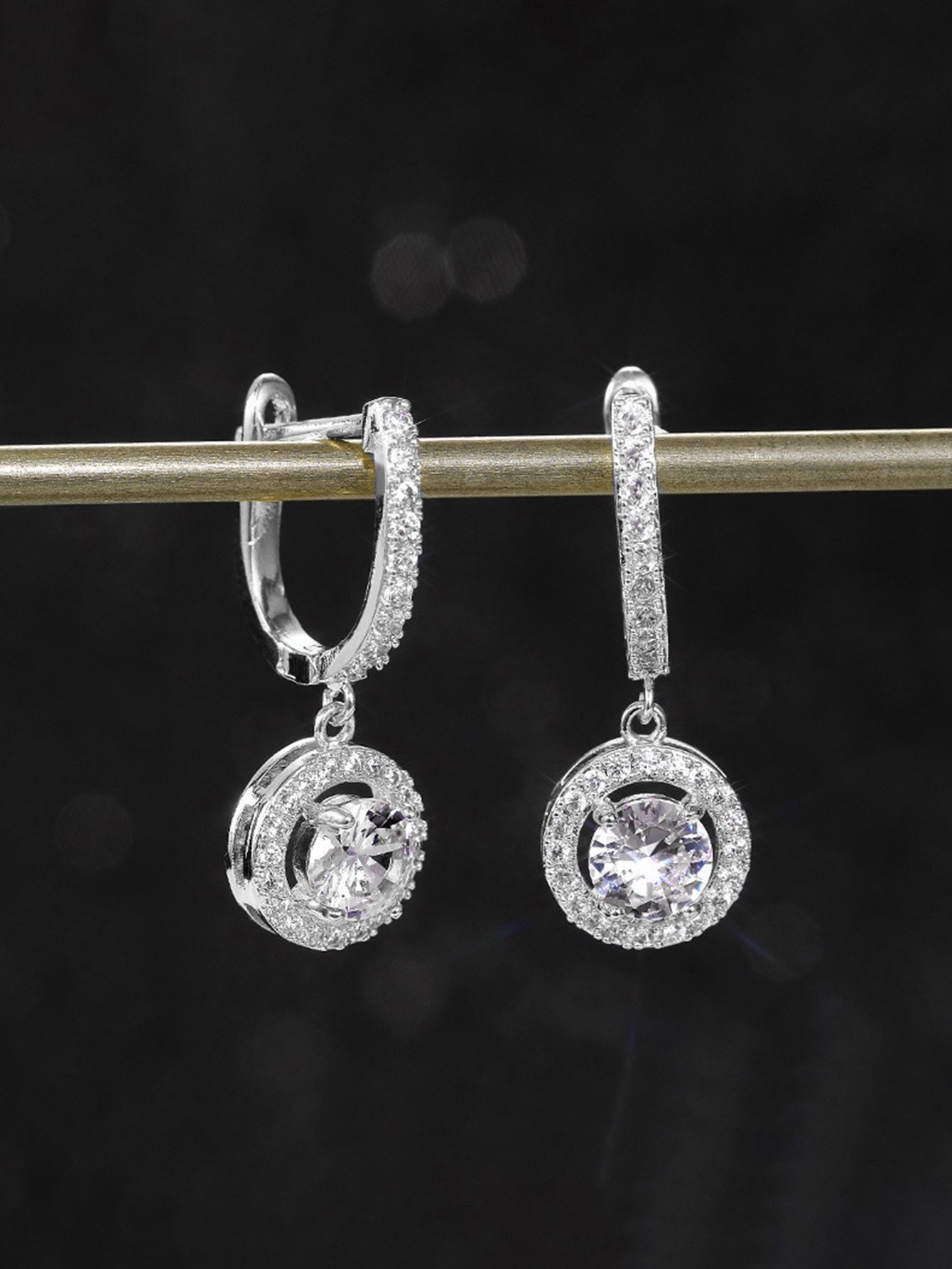Zircon Embellished Dangle Earrings