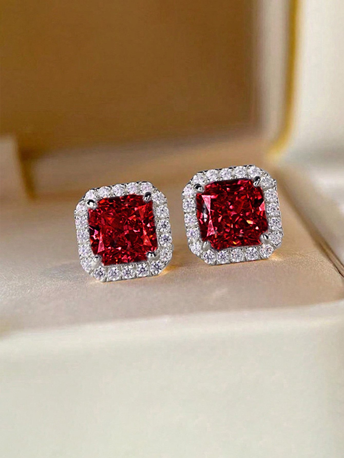 Square Zircon Stud Earrings