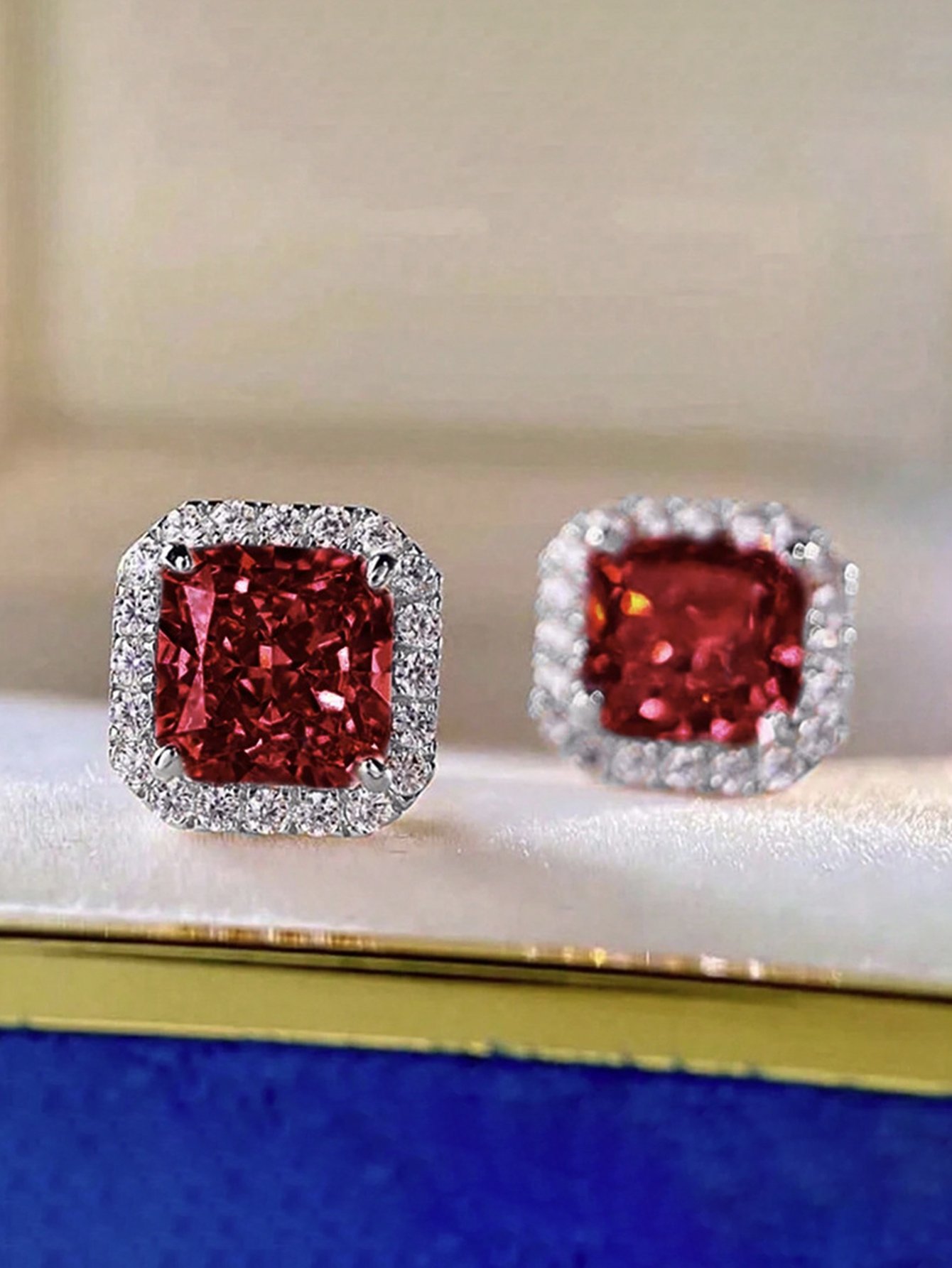 Square Zircon Stud Earrings