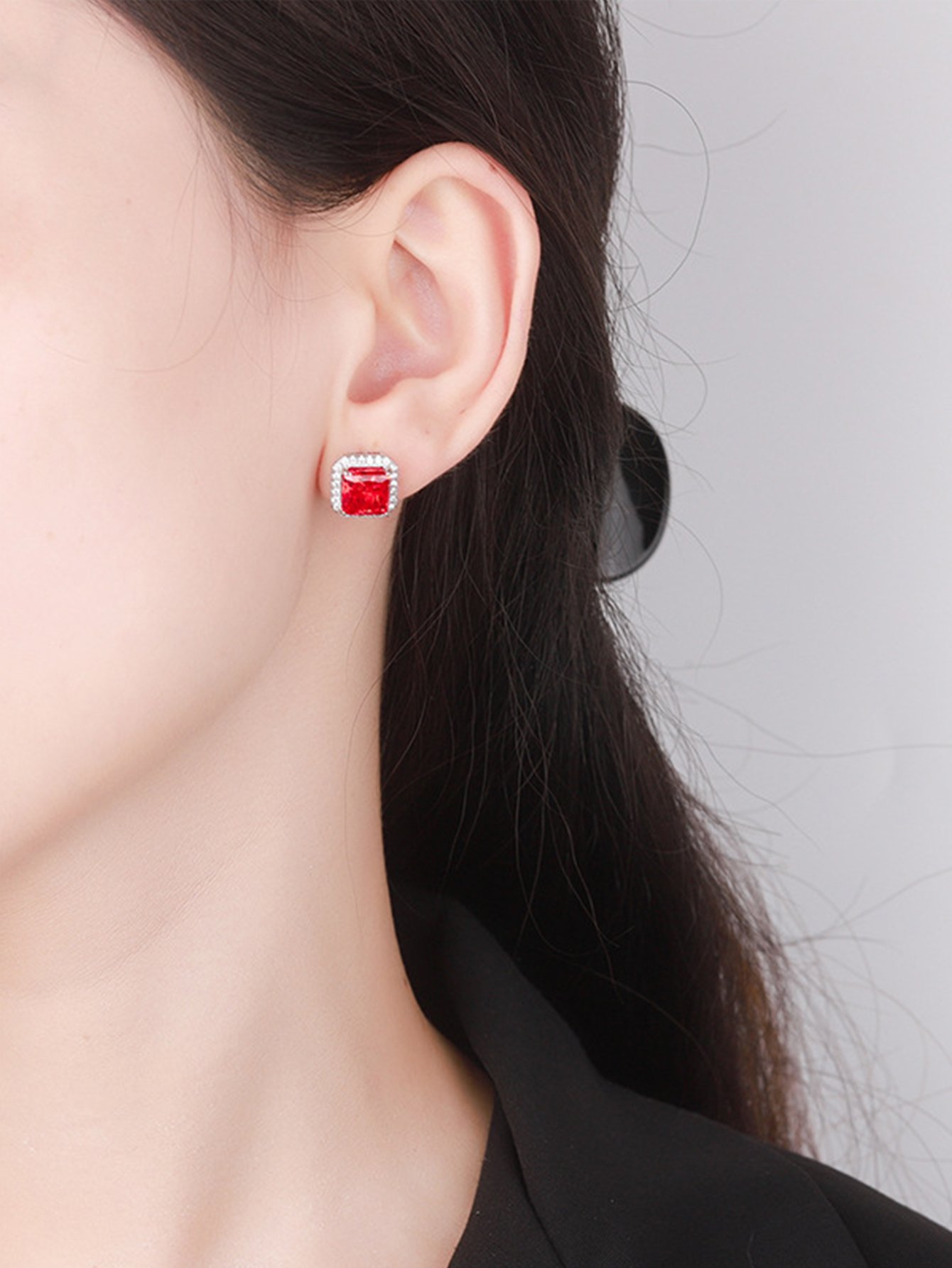 Square Zircon Stud Earrings