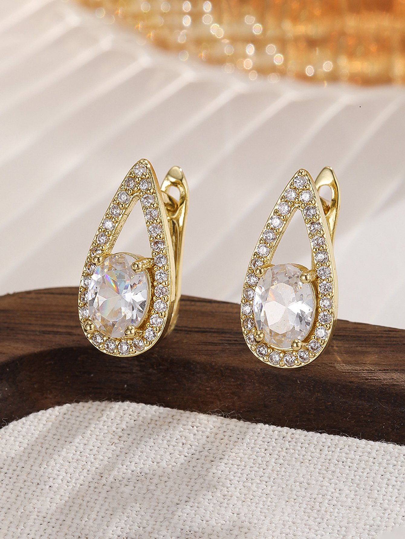 Droplet Zircon Huggie Earrings