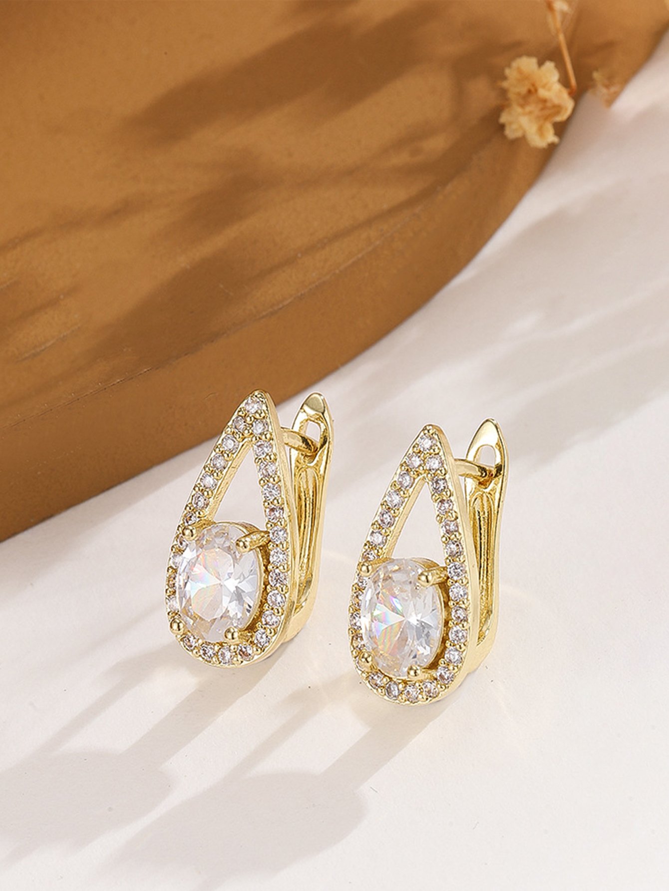 Droplet Zircon Huggie Earrings