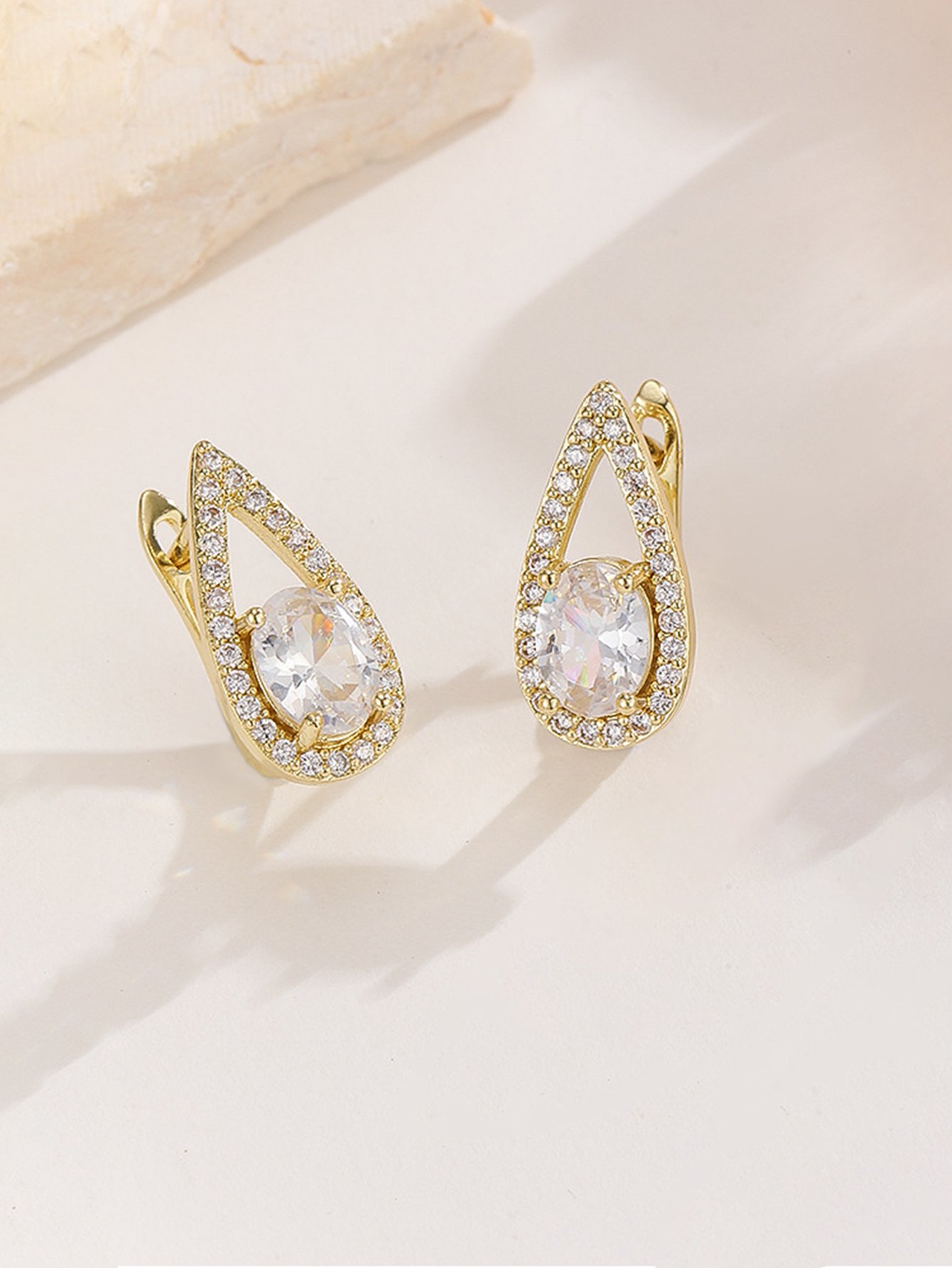 Droplet Zircon Huggie Earrings