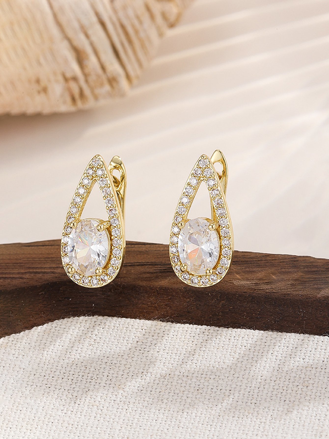 Droplet Zircon Huggie Earrings