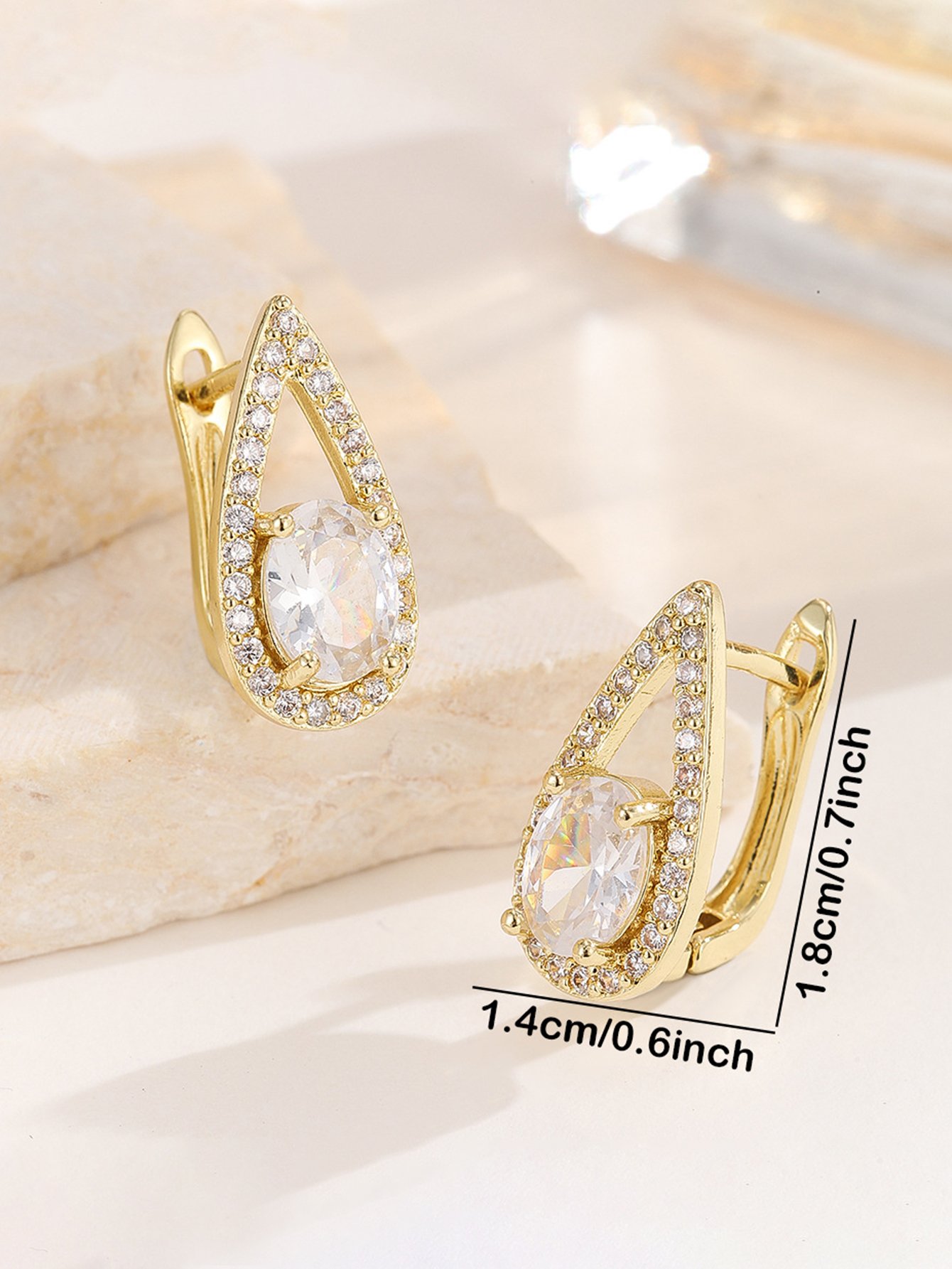 Droplet Zircon Huggie Earrings