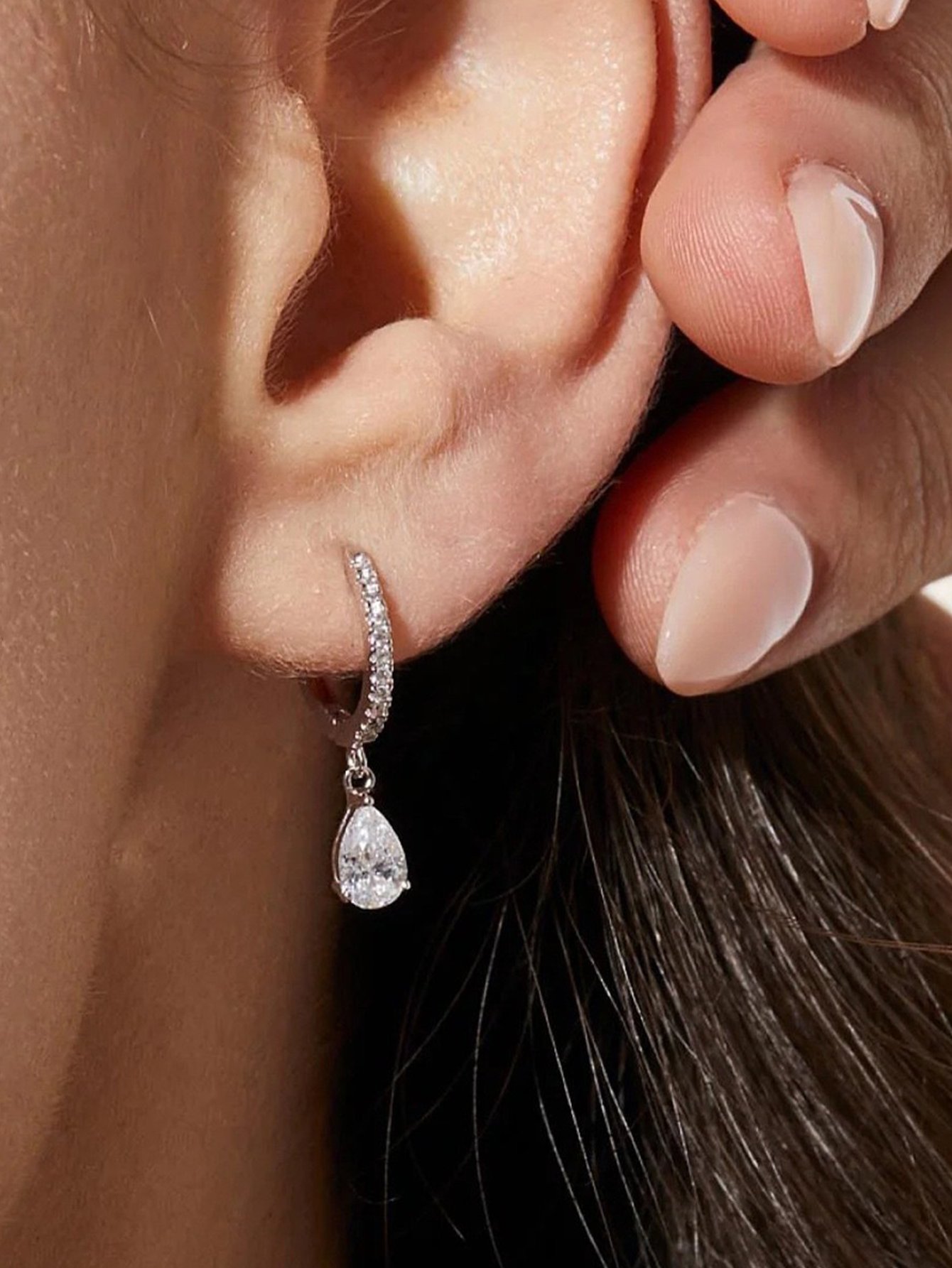 Droplet Zircon Dangle Earrings