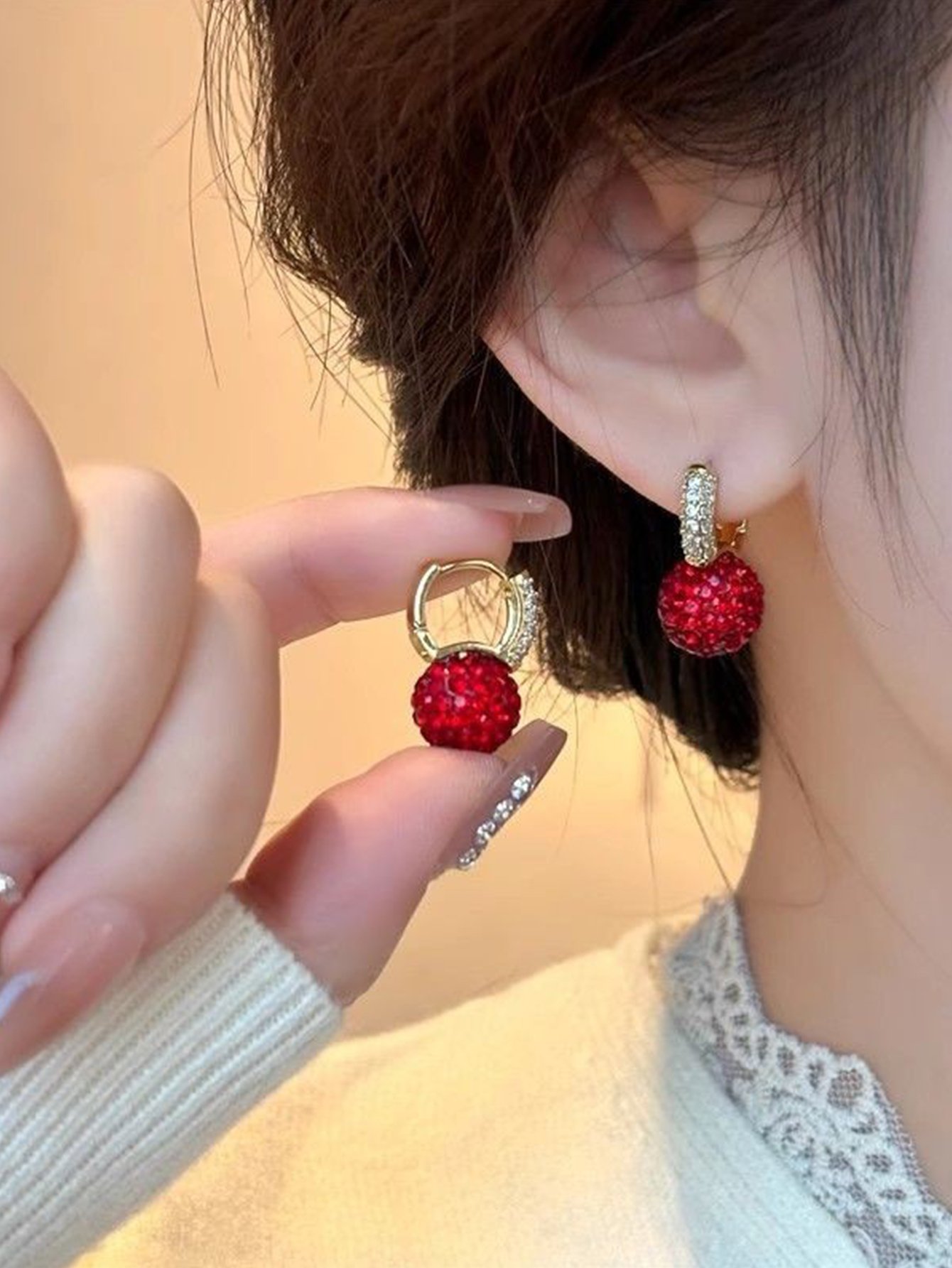 Embellished Ball Dangle Earrings