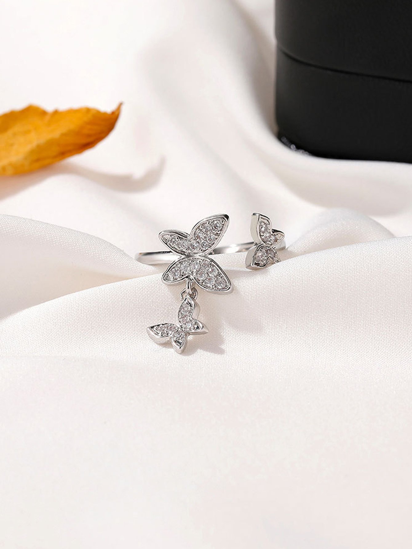 Silver Butterfly Dangle Ring