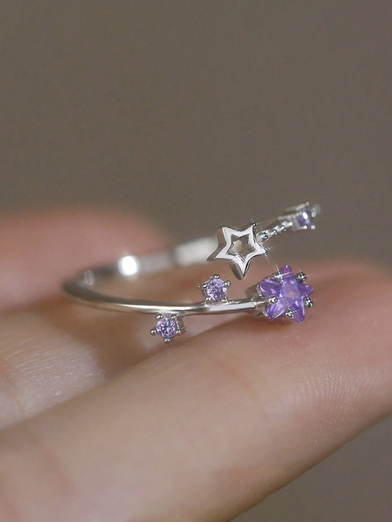 Silver Celestial Star Adjustable Ring