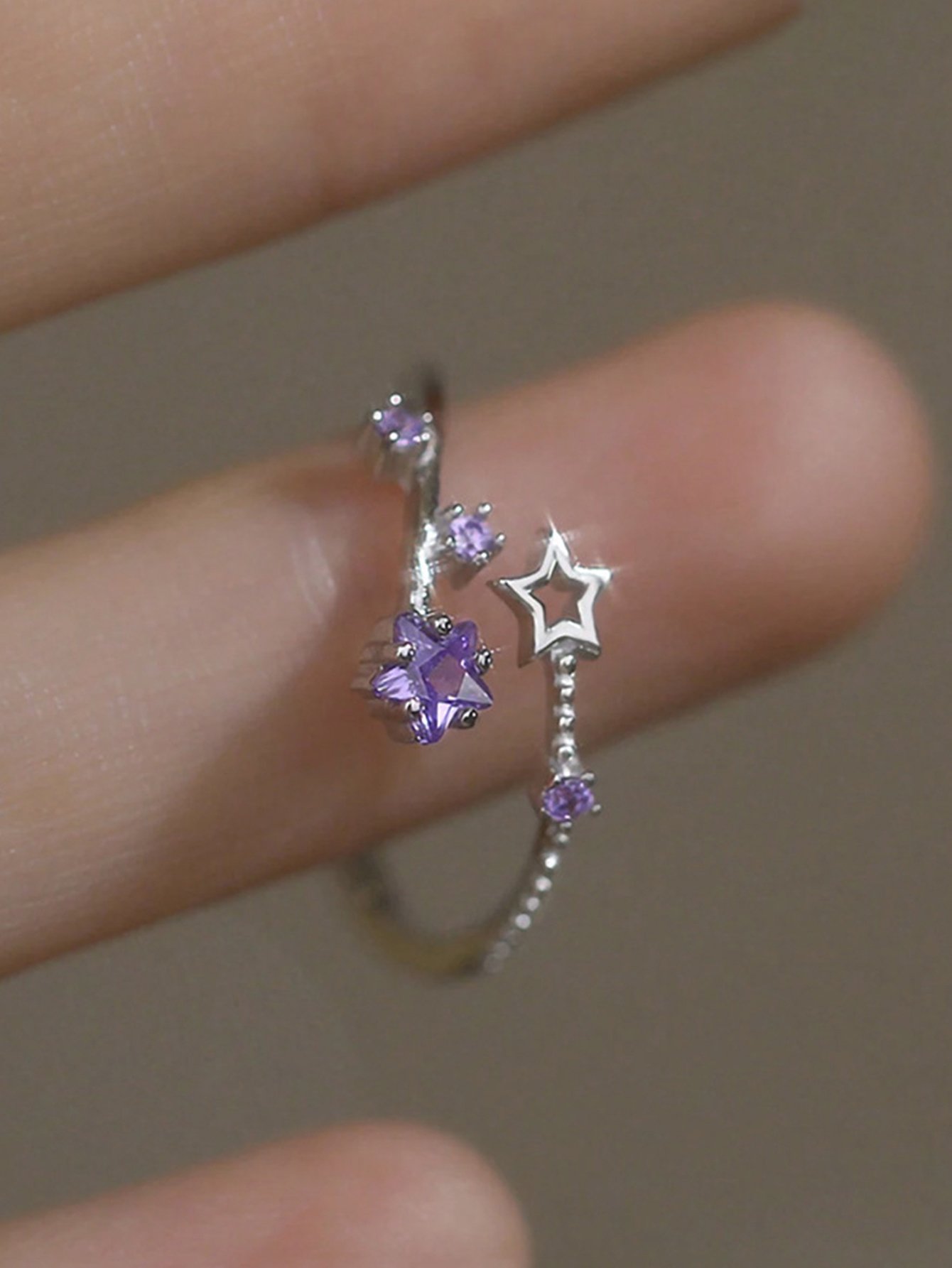 Silver Celestial Star Adjustable Ring