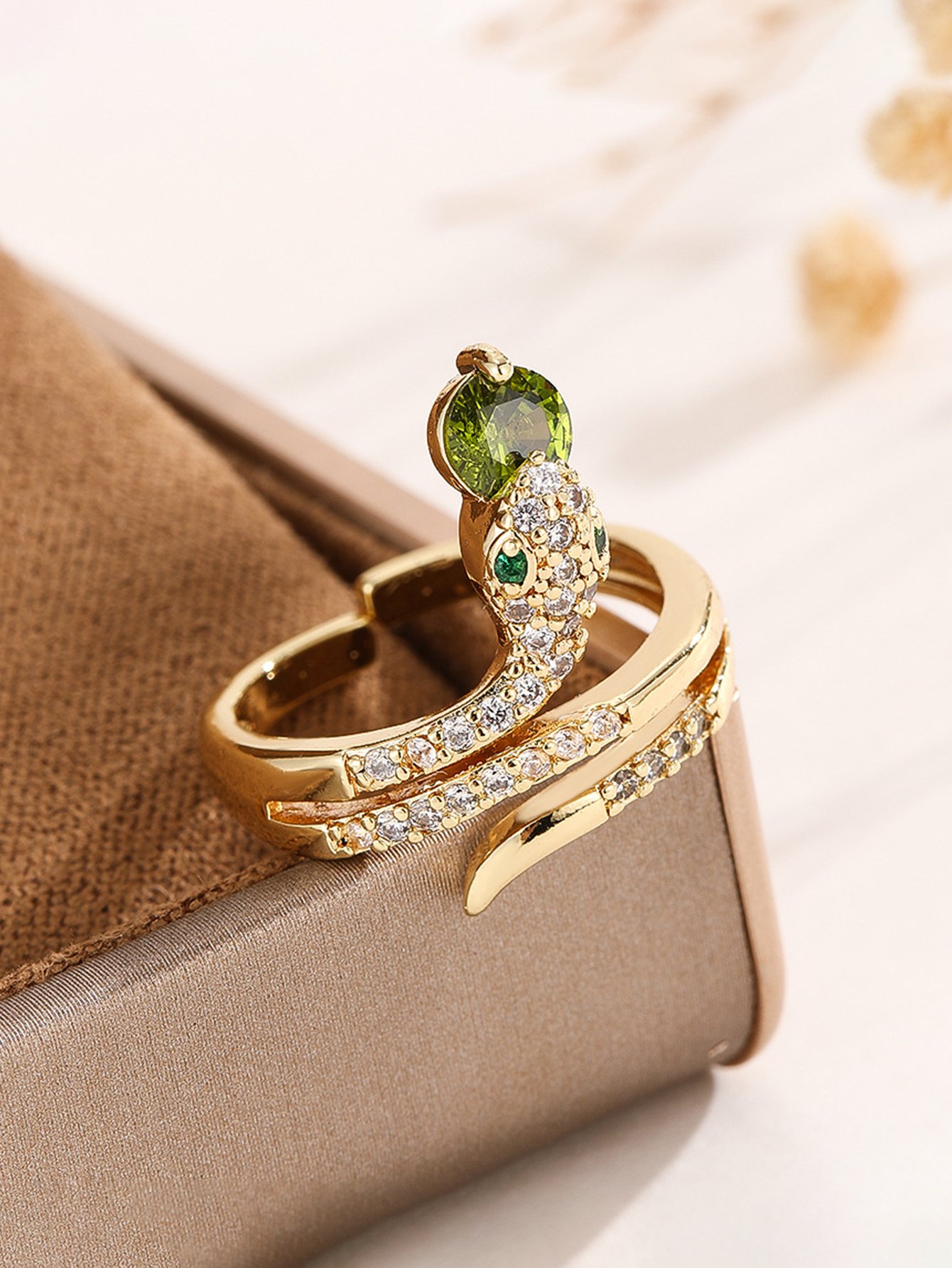 Gold Tone Embellished Snake Ring