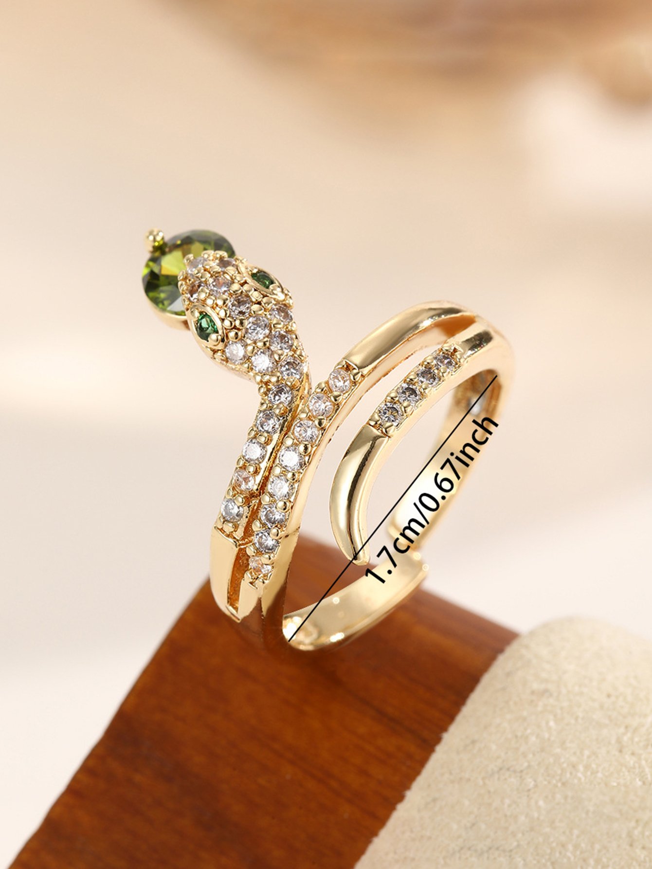 Gold Tone Embellished Snake Ring