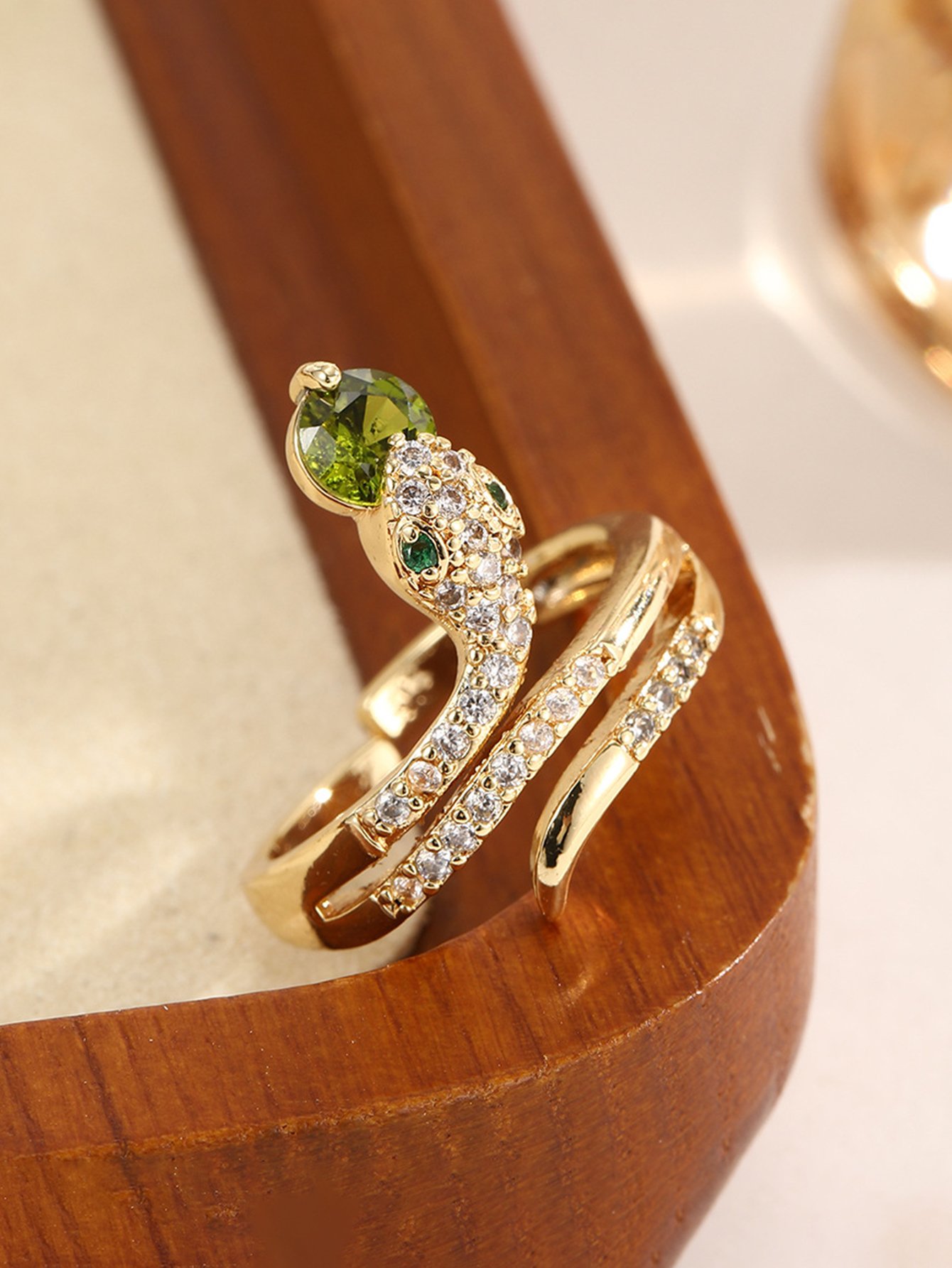 Gold Tone Embellished Snake Ring