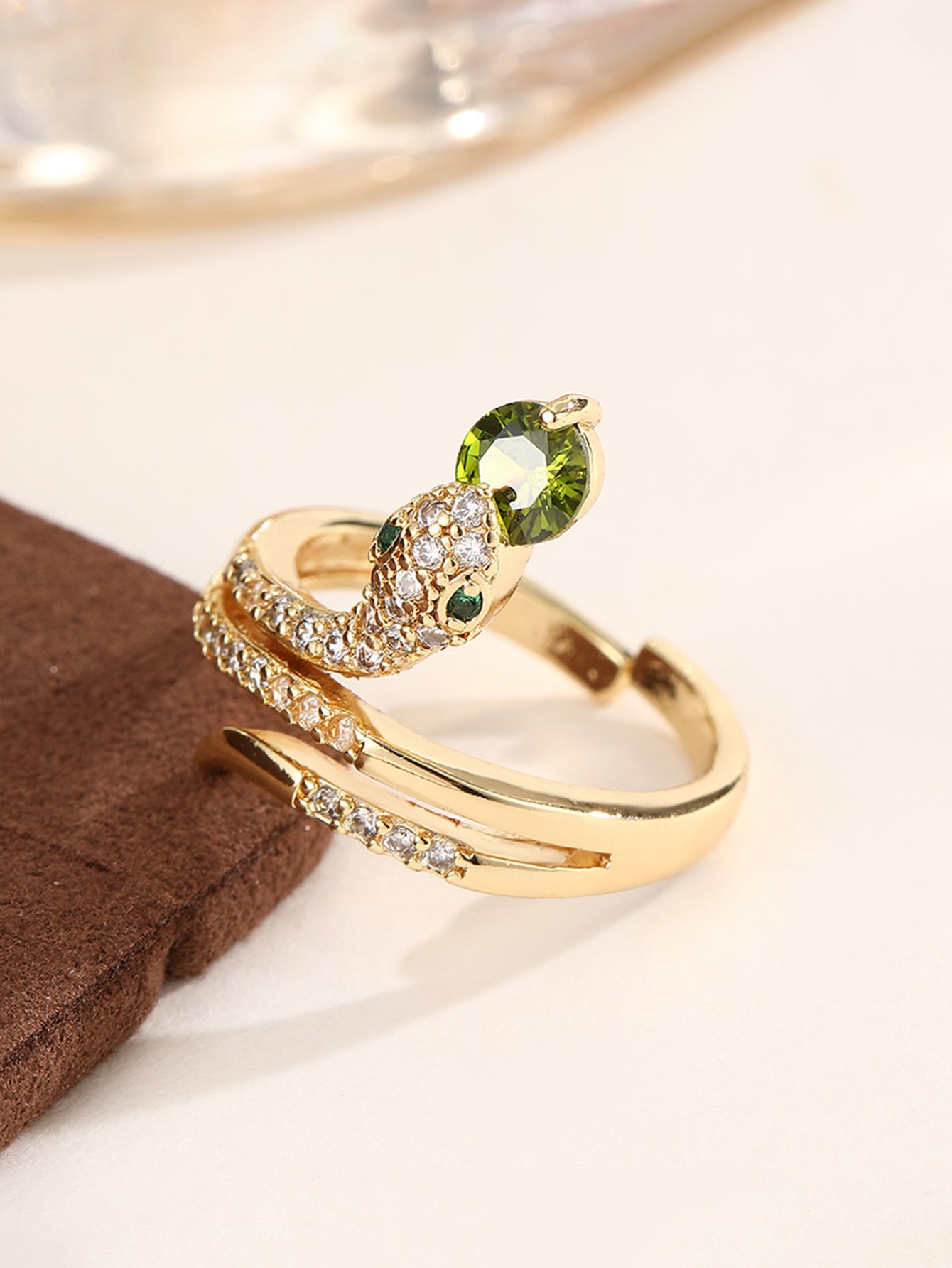 Gold Tone Embellished Snake Ring