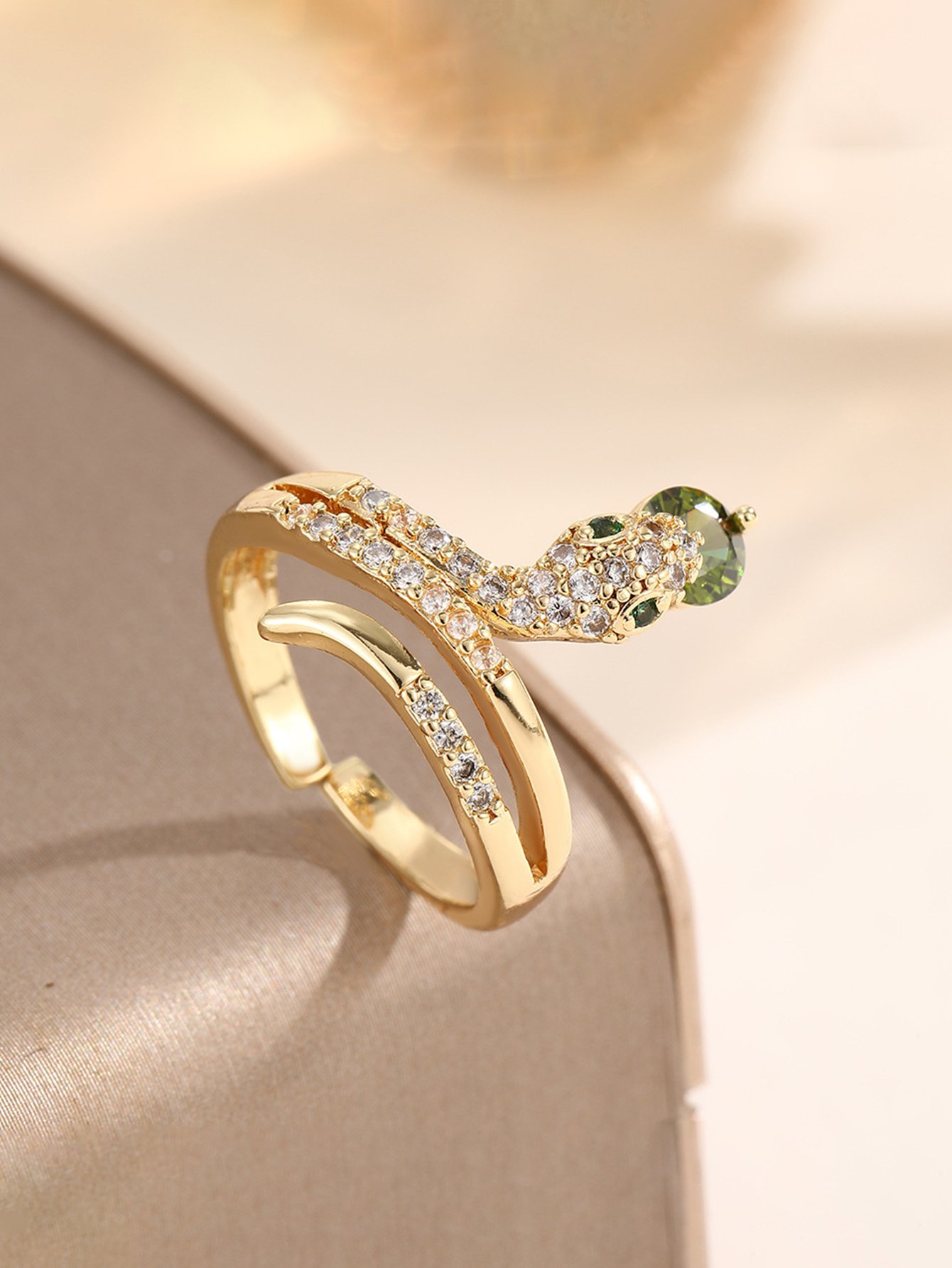 Gold Tone Embellished Snake Ring
