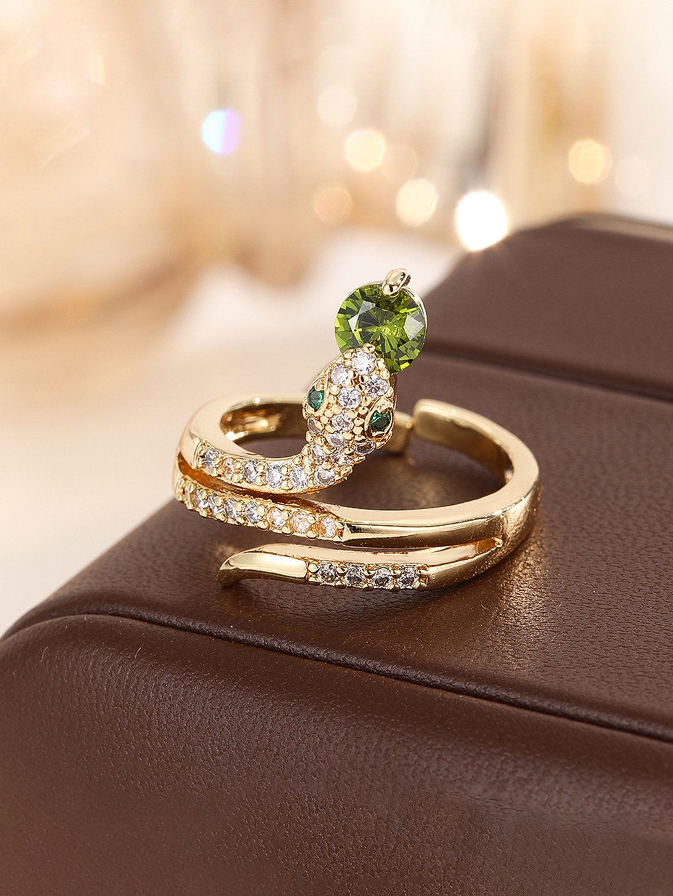 Gold Tone Embellished Snake Ring