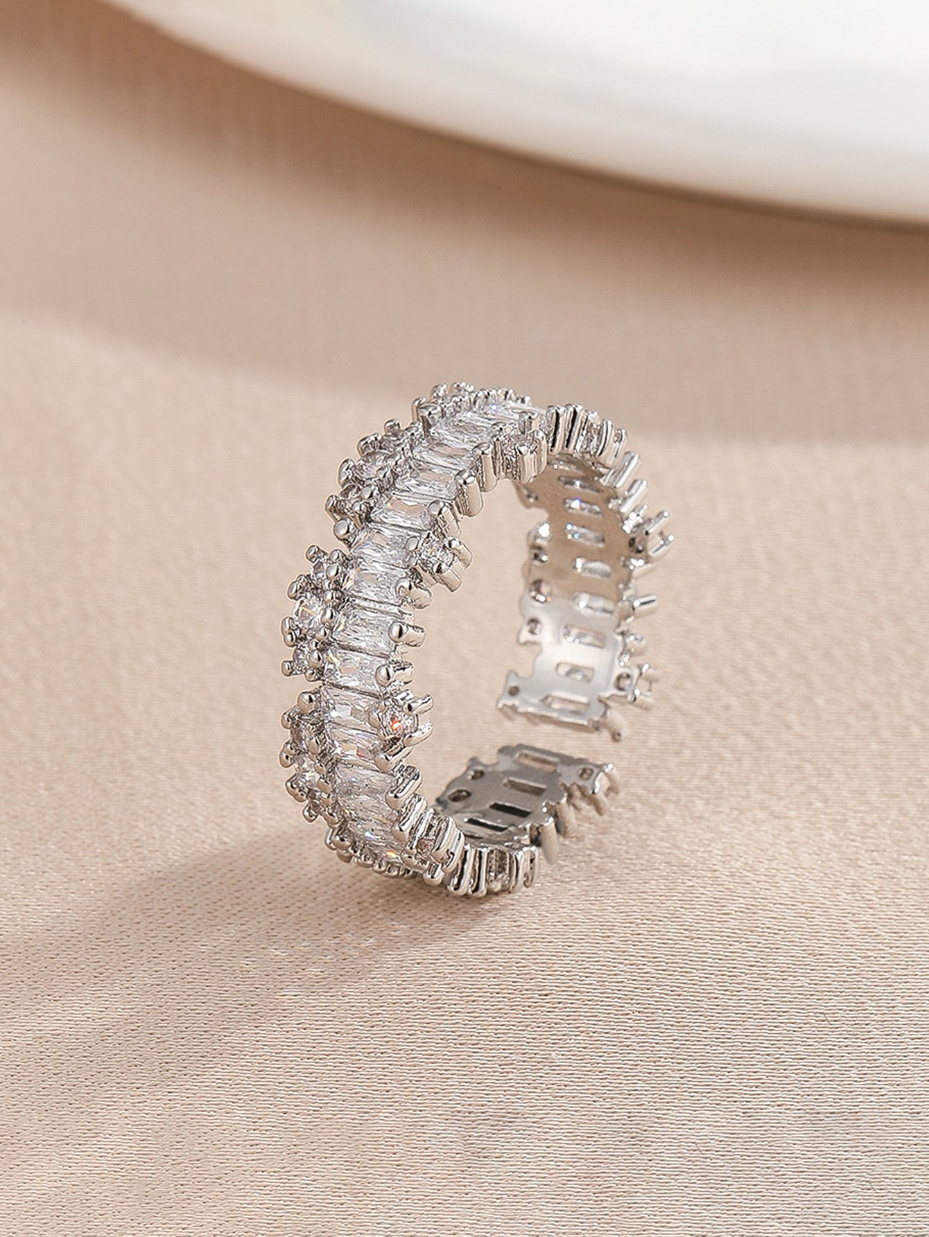 Silver Embellished Open Ring