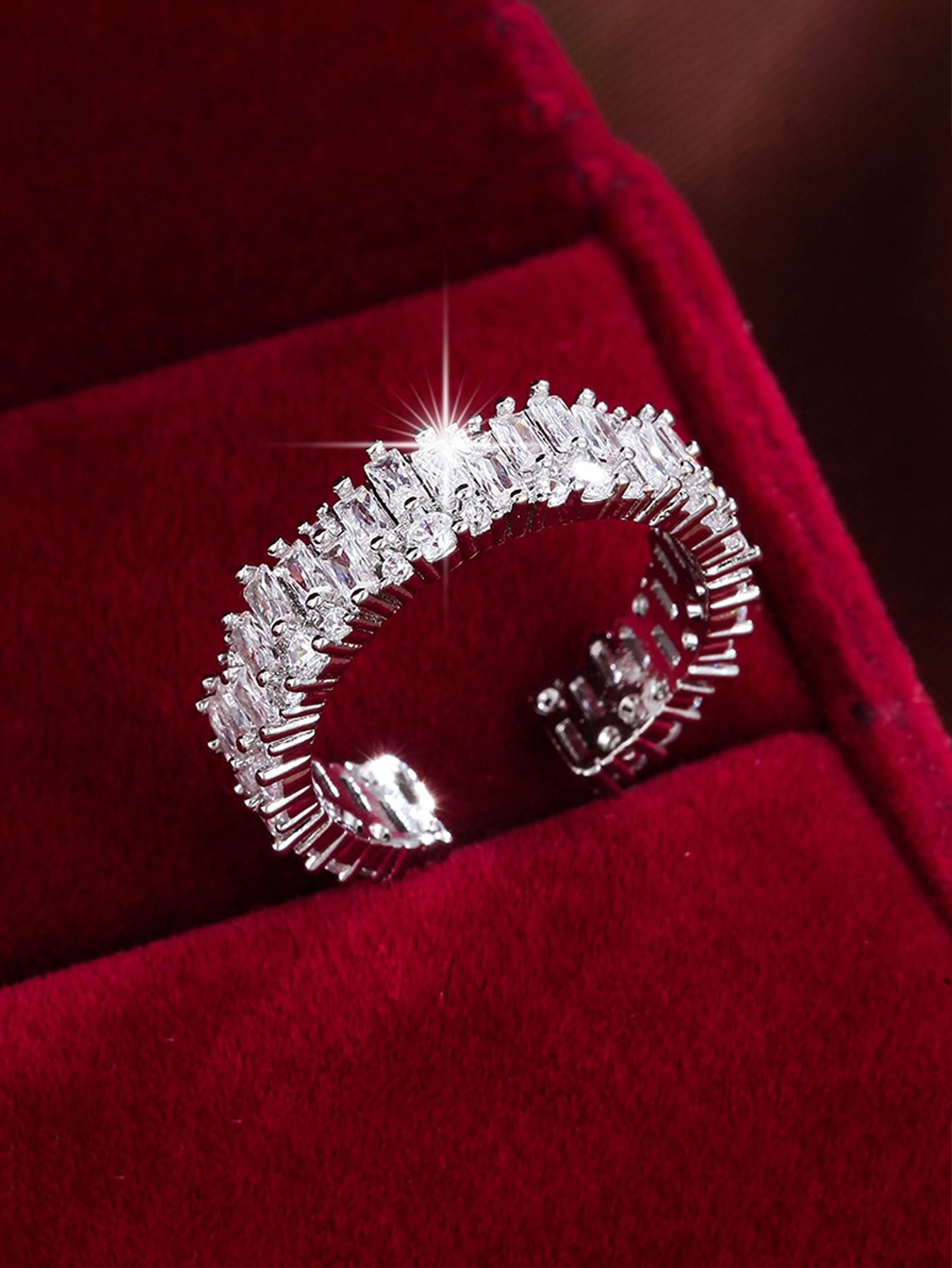 Silver Embellished Open Ring