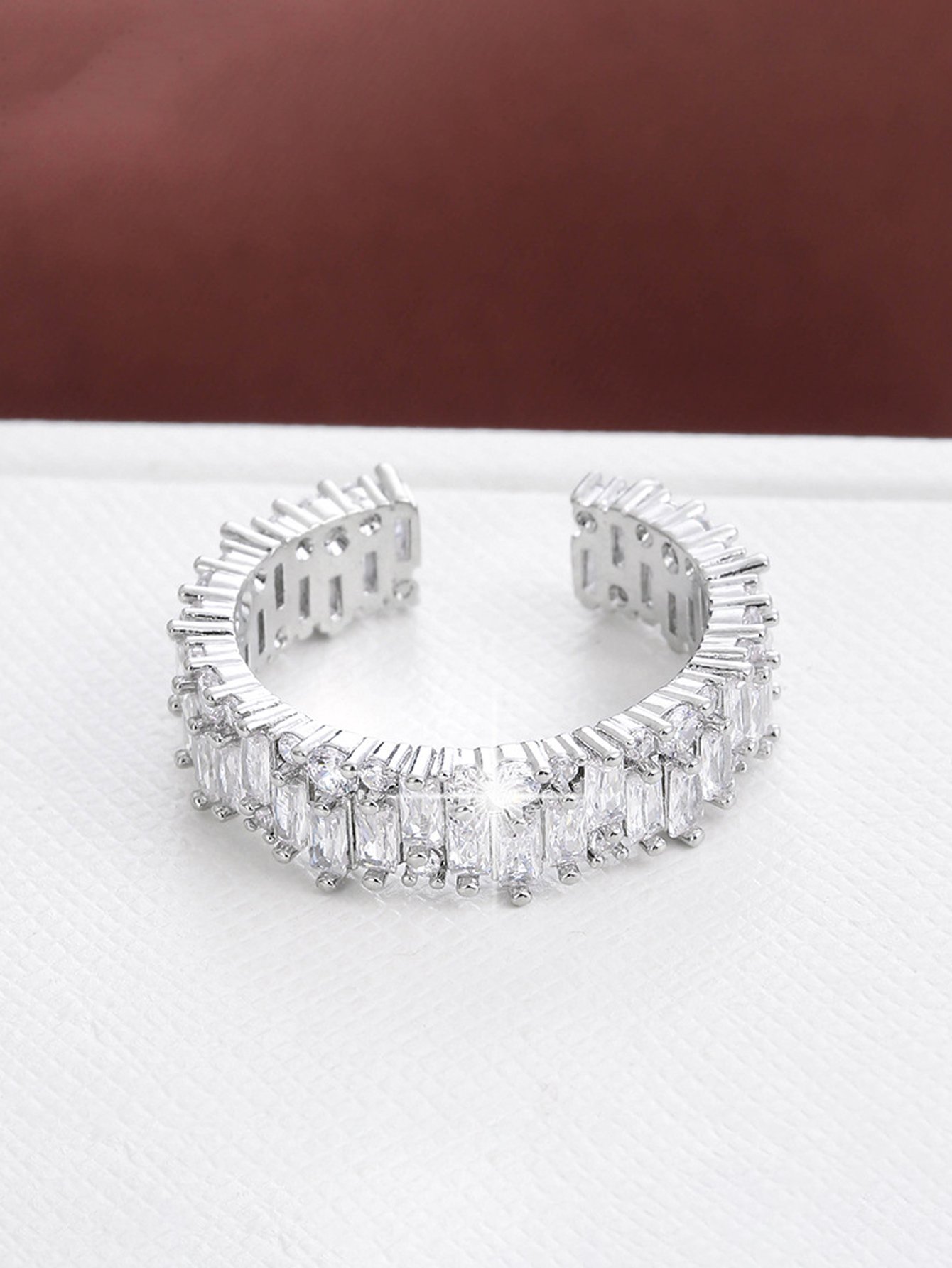 Silver Embellished Open Ring