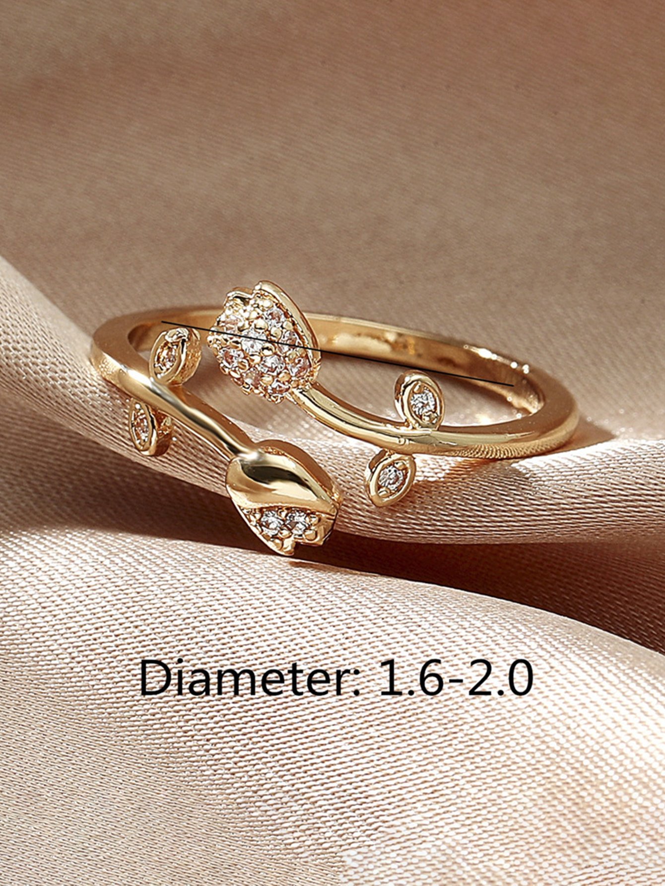 Gold Tone Tulip Blossom Adjustable Open Ring
