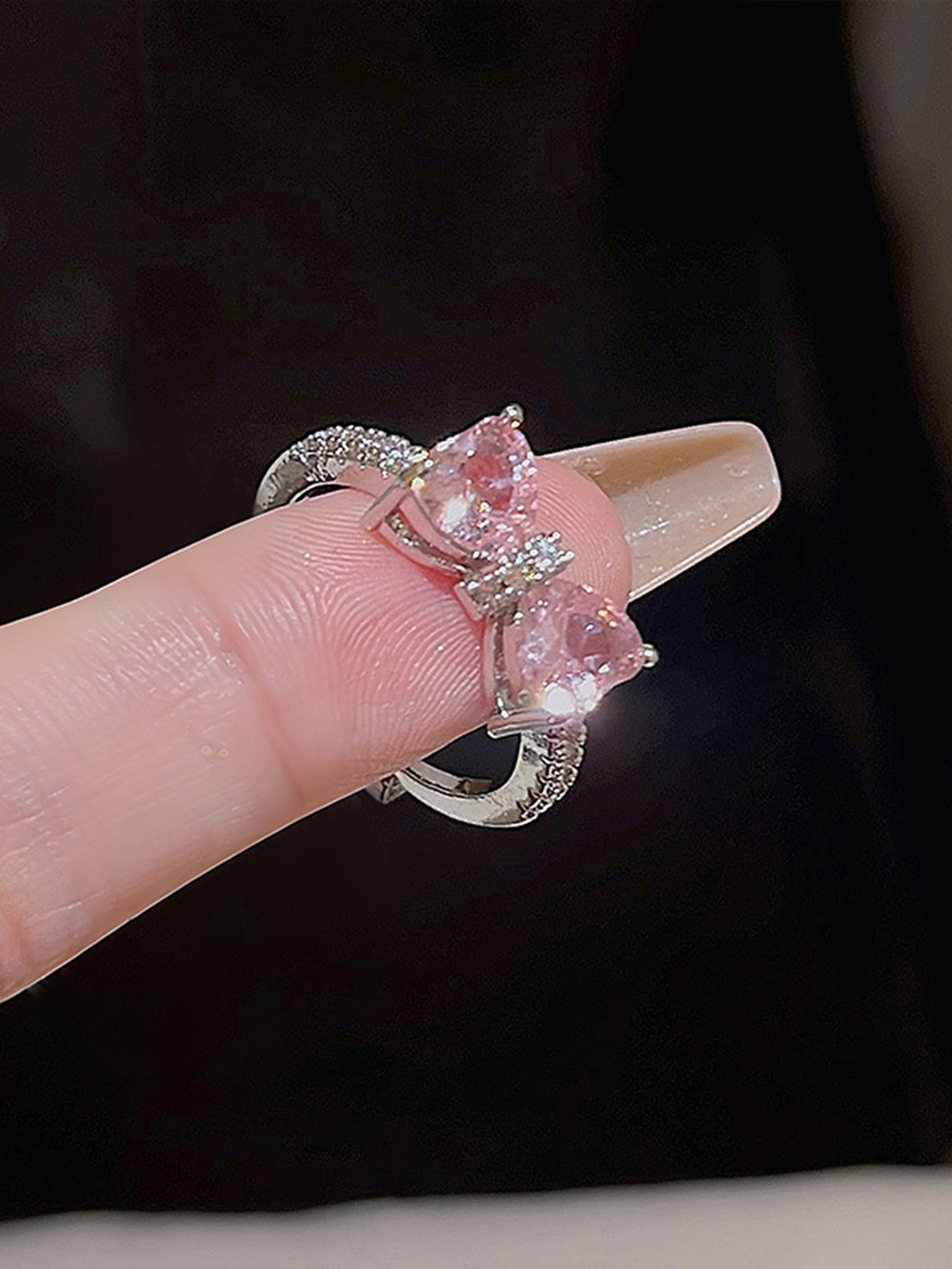 Silver Embellished Butterfly Ring