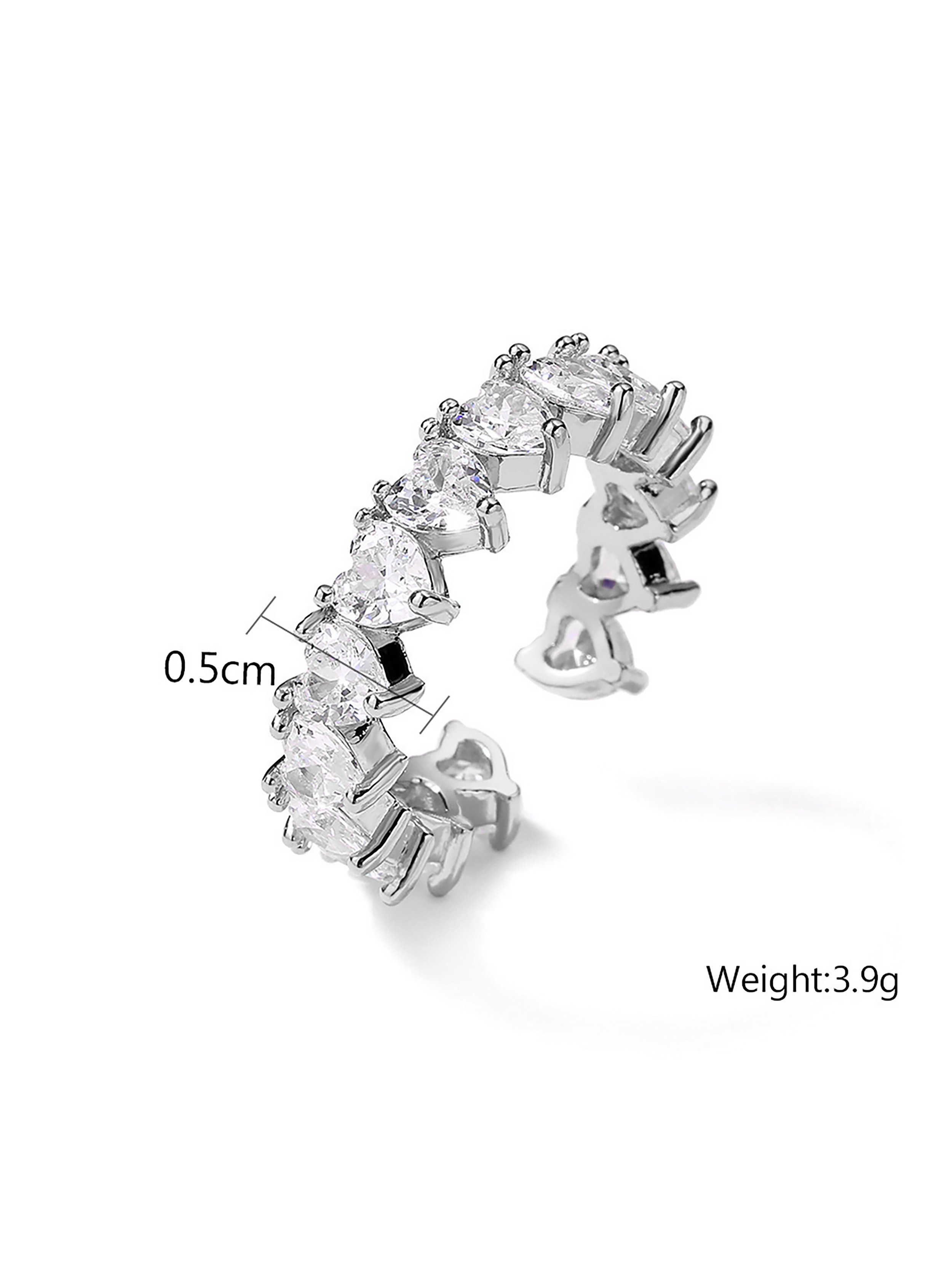 Silver Embellished Heart Eternity Ring