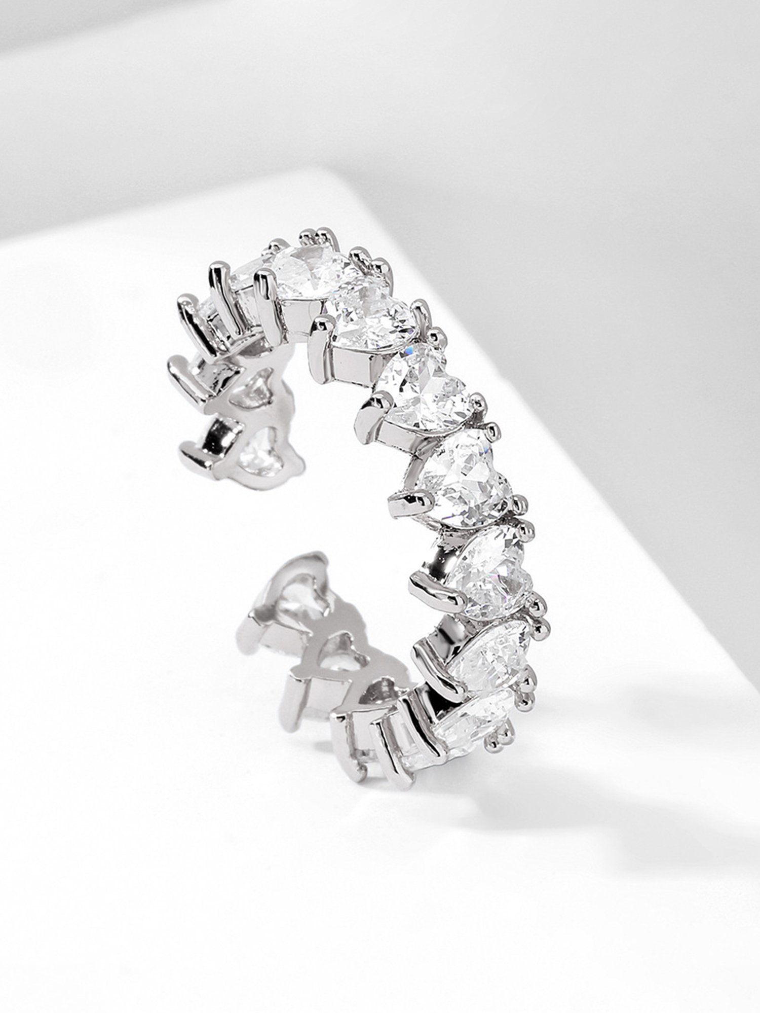 Silver Embellished Heart Eternity Ring
