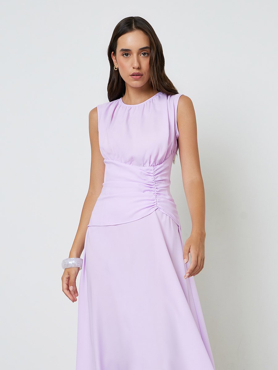 Lilac Sleeveless A-Line Ankle Dress