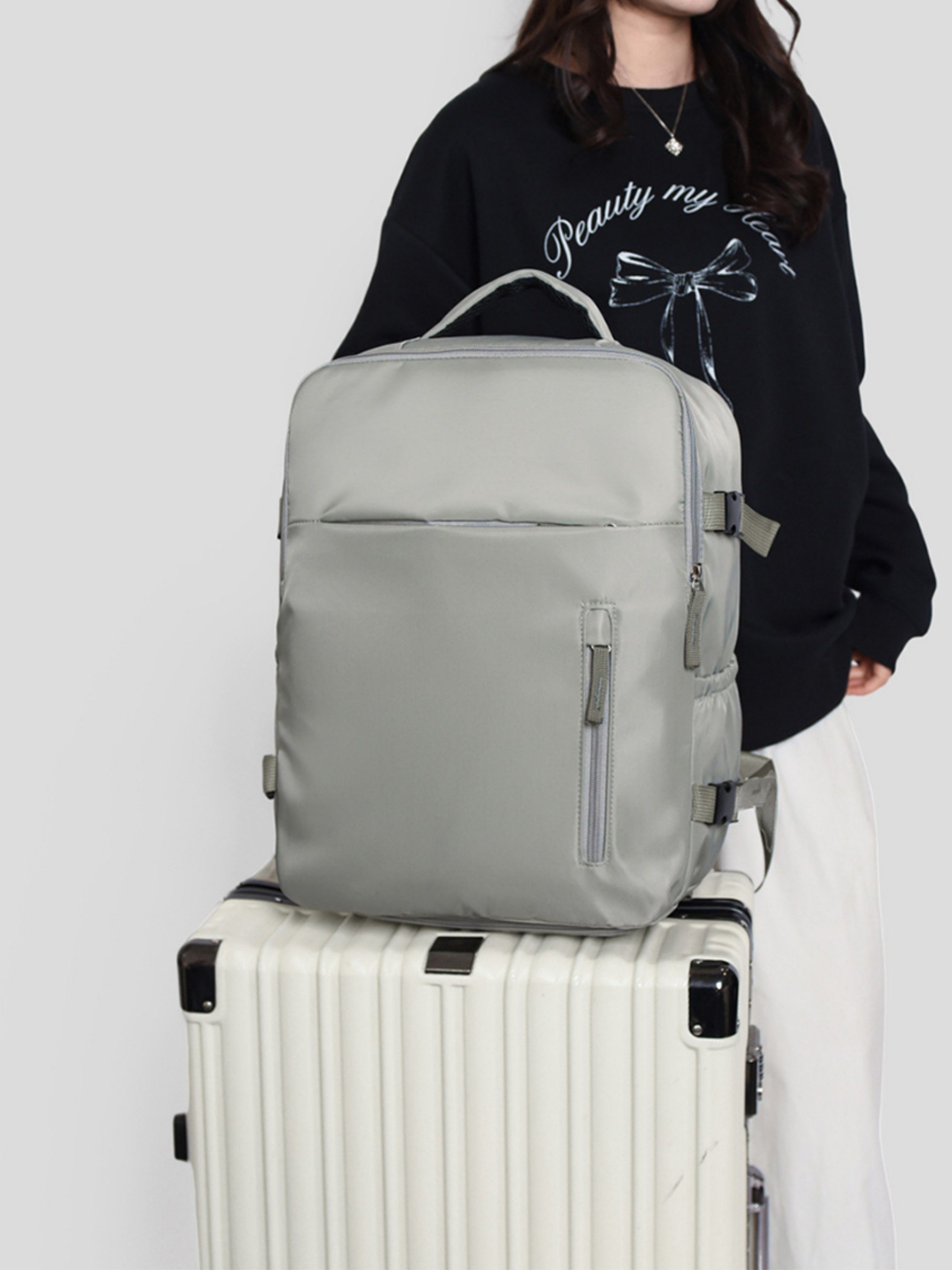 Green Backpack with Shoe Compartment