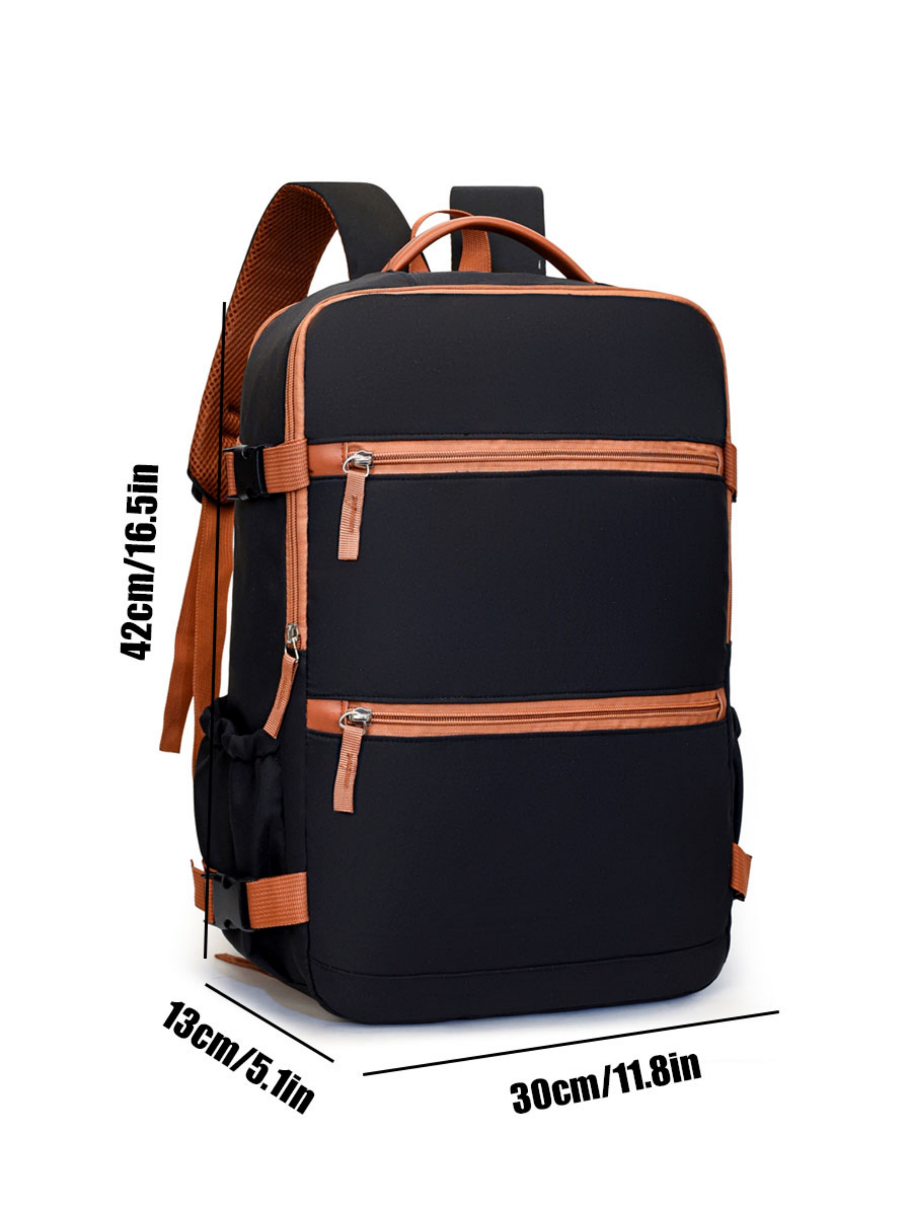 Black Travel Backpack with Shoe Compartment