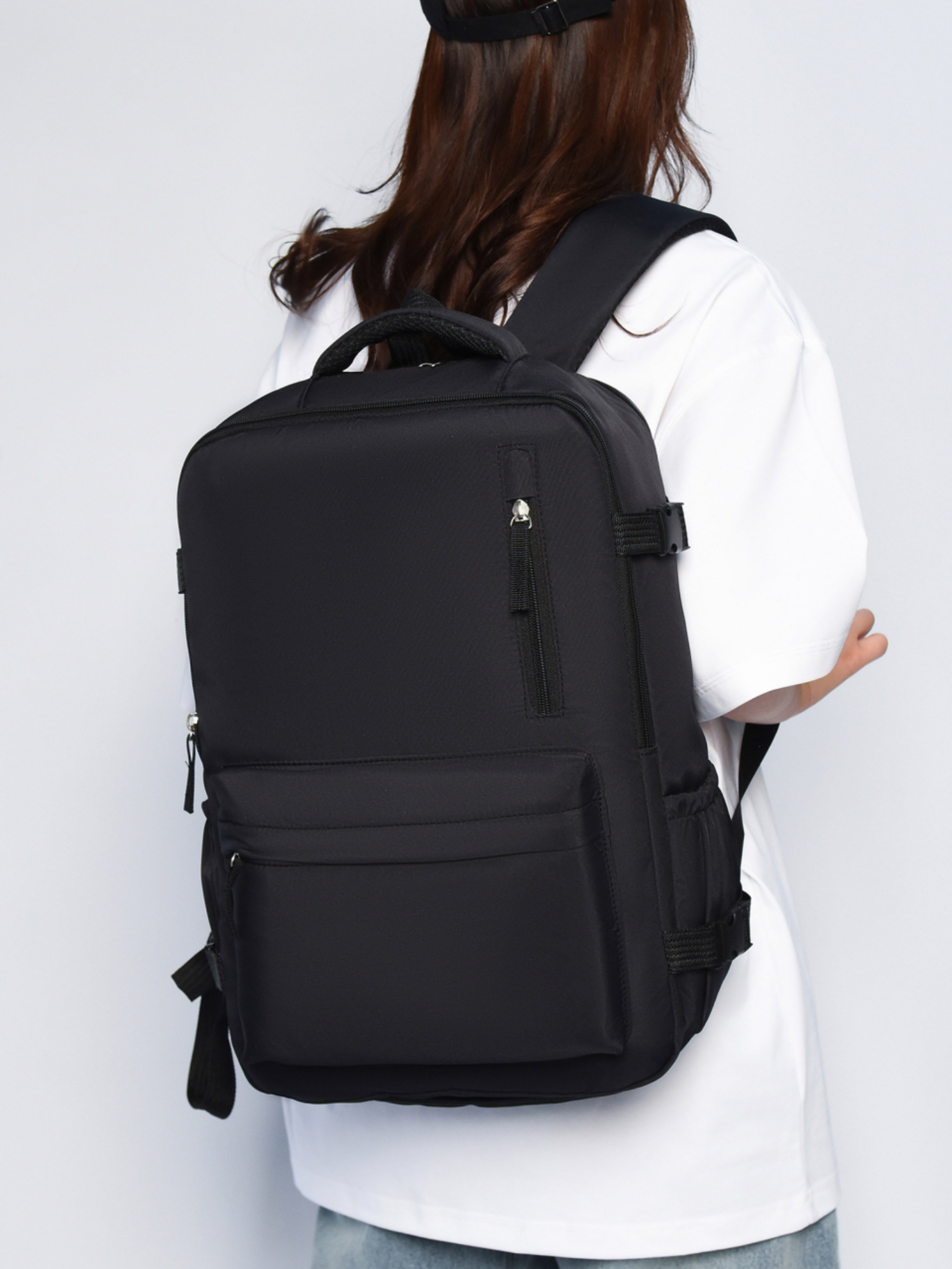 Black Travel Backpack with Shoe Compartment