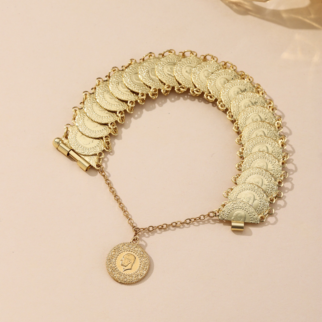 Golden Coin Charm Bracelet