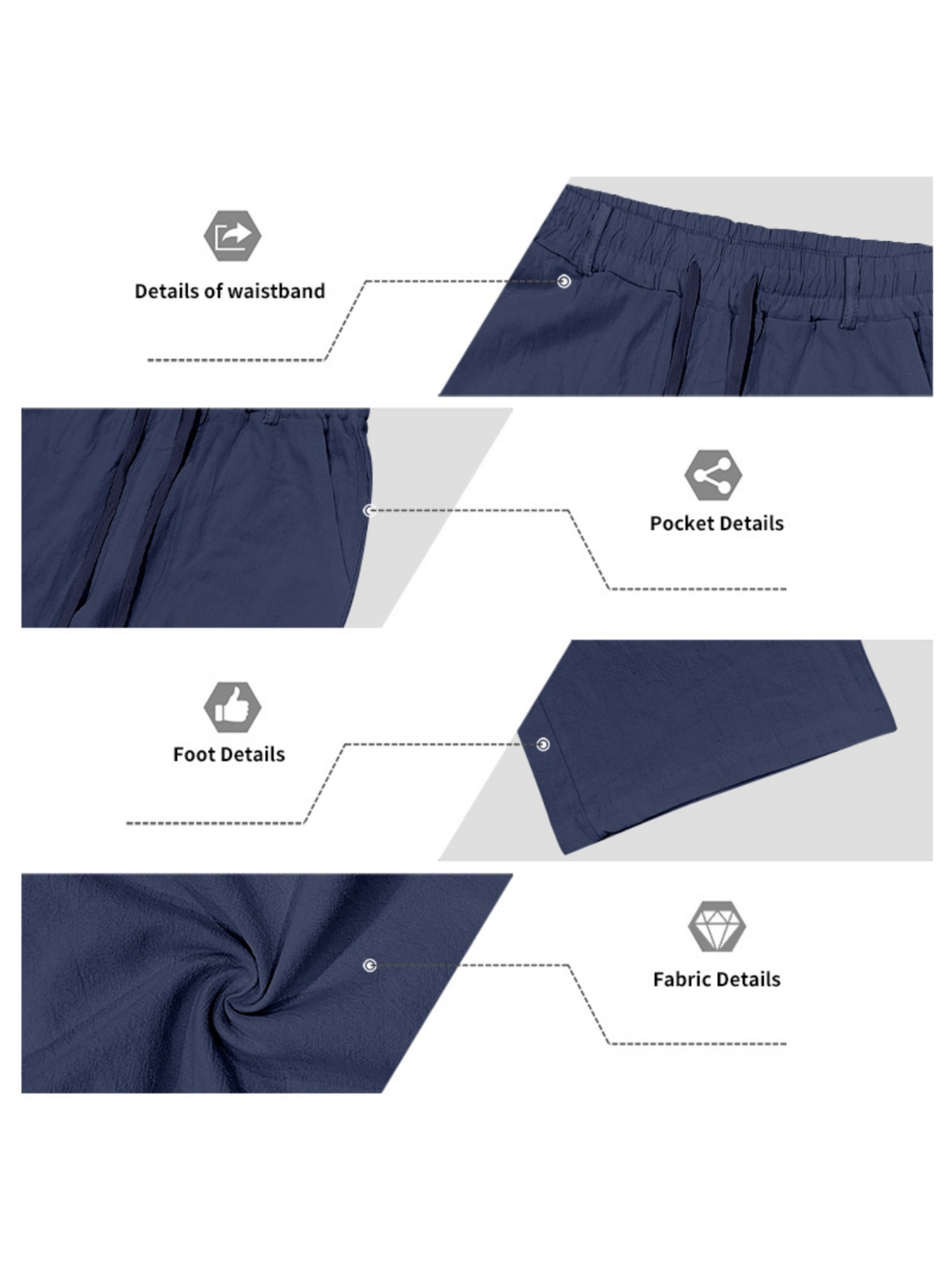 بنطال كاجوال كتان بقصة مريحة للرجال