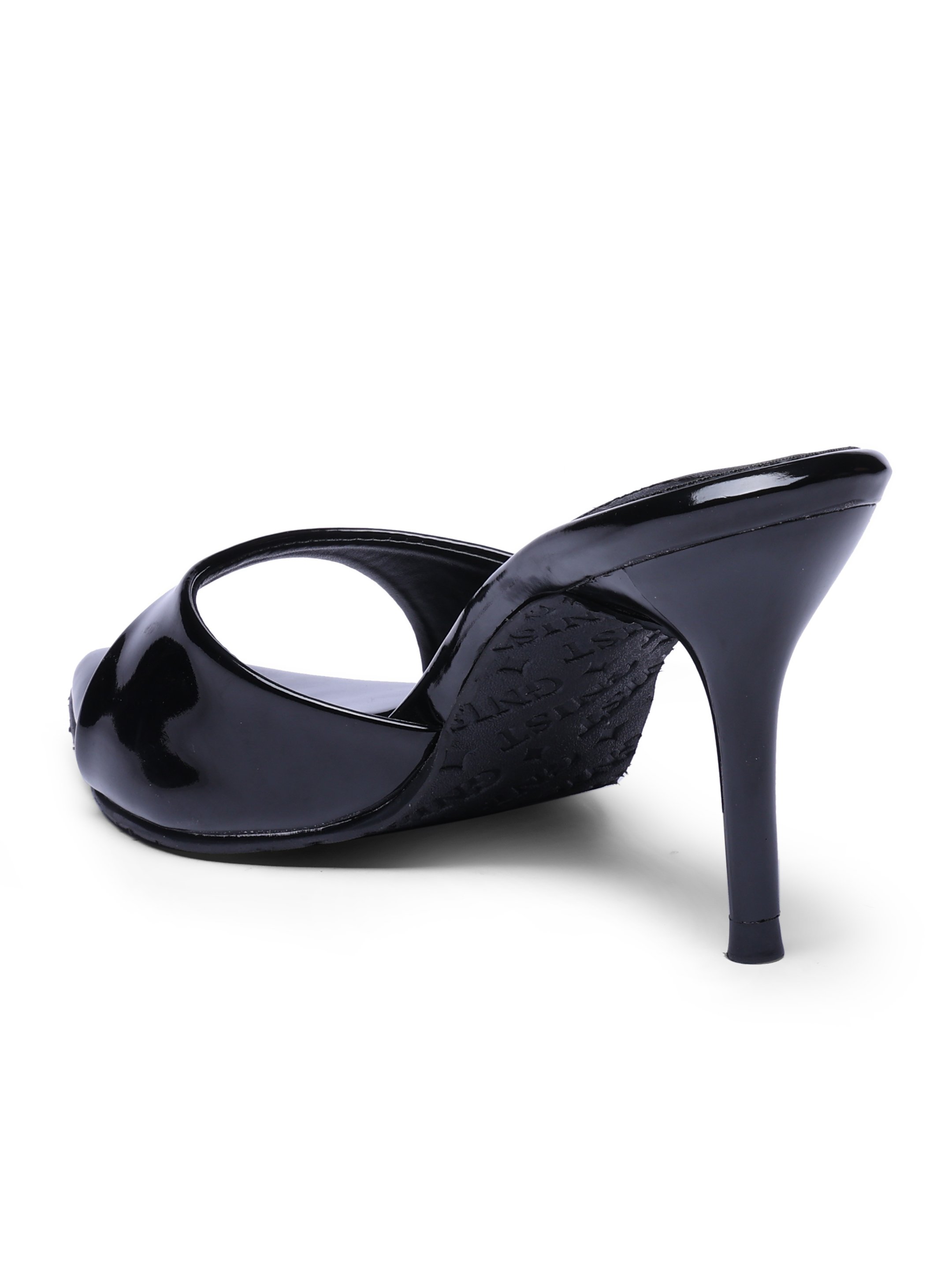 Black Patent High Heel Sandals