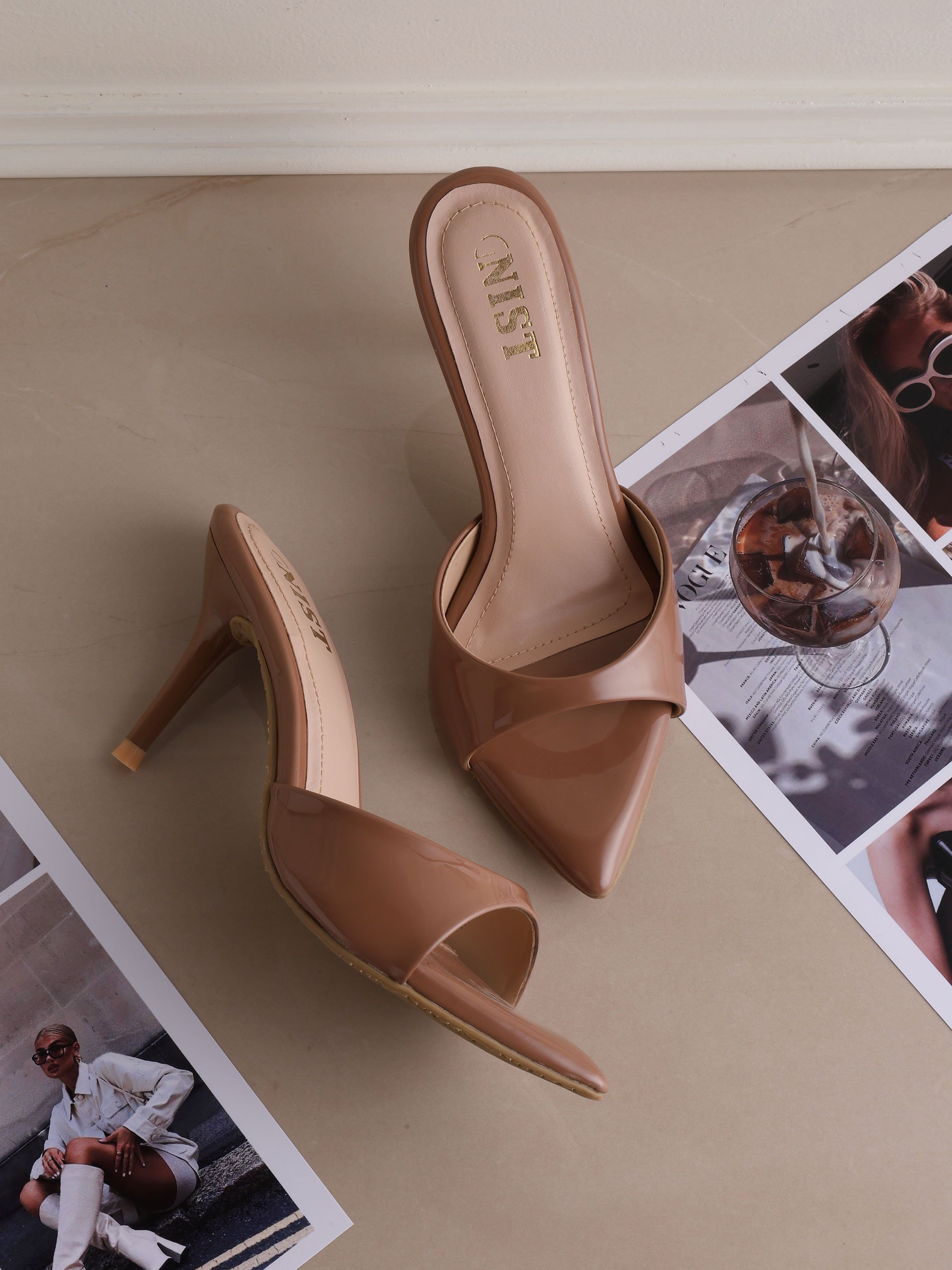 Tan High Heel Stiletto Sandals 