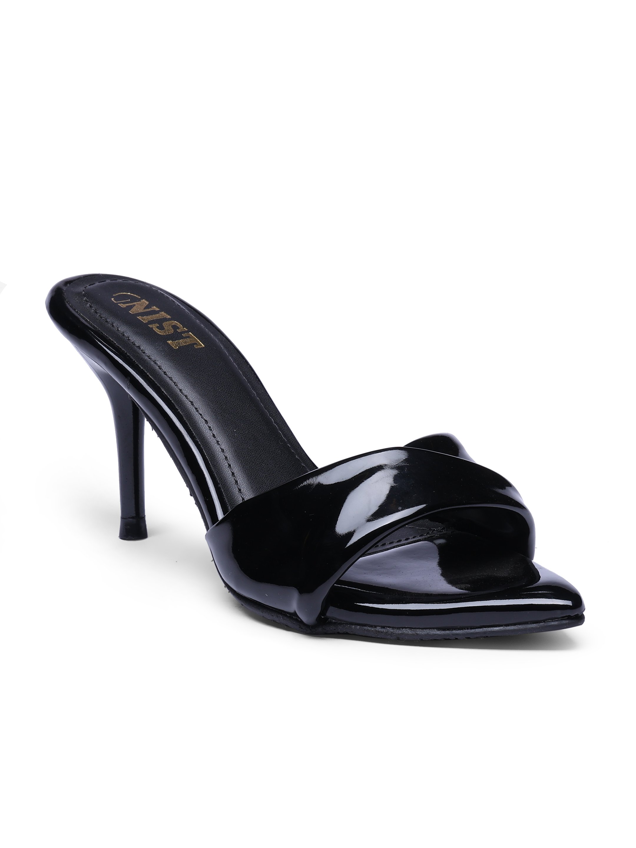 Black High-Heel Sandals with Twisted Strap Design