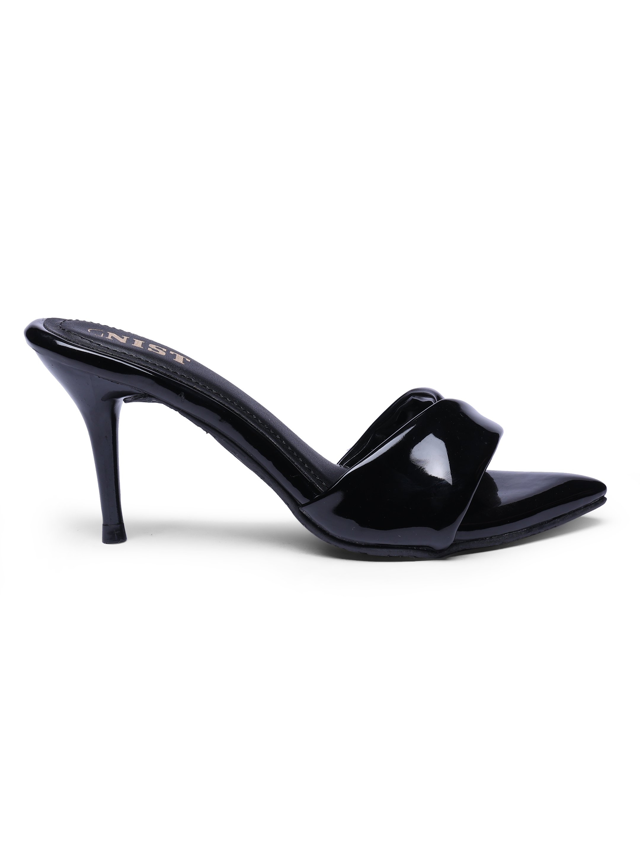 Black High-Heel Sandals with Twisted Strap Design