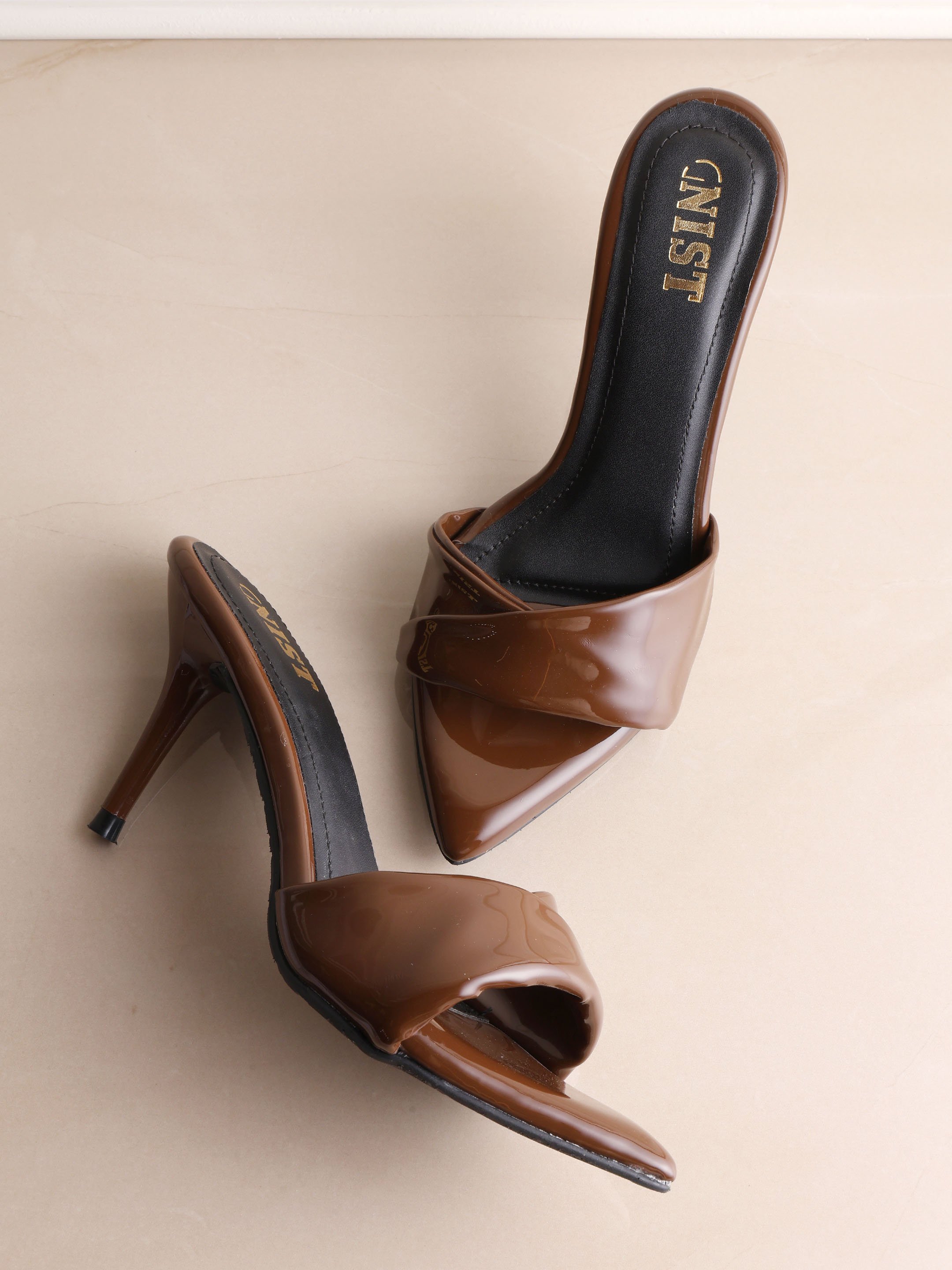 Brown Pointed Toe High Heel Sandals