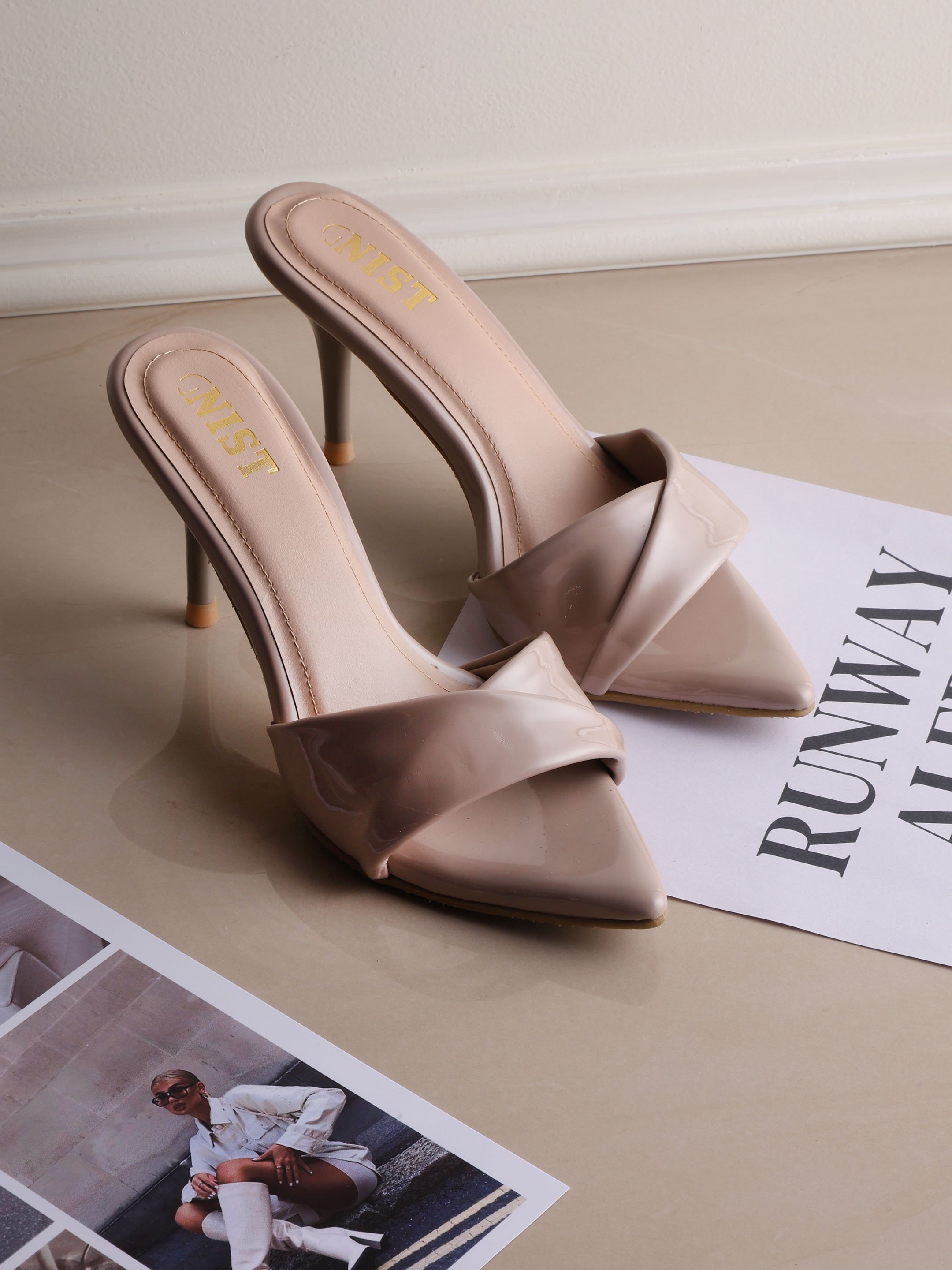 Nude High Heel Sandals with Twisted Strap